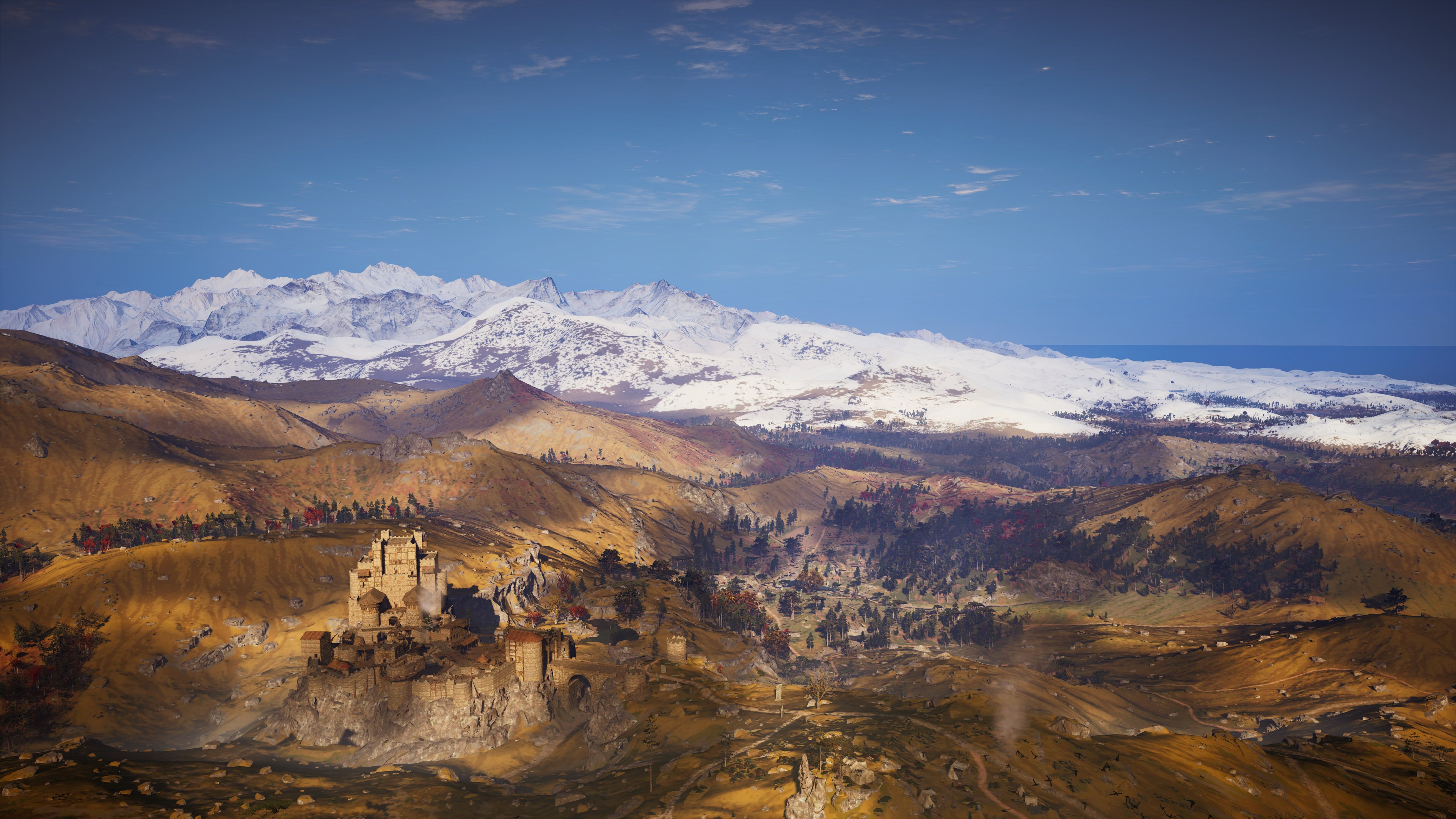 Castle England Medieval Mountains Wasteland Landscape Assassin Creed Vikings Assassins Creed Assassi 3840x2160