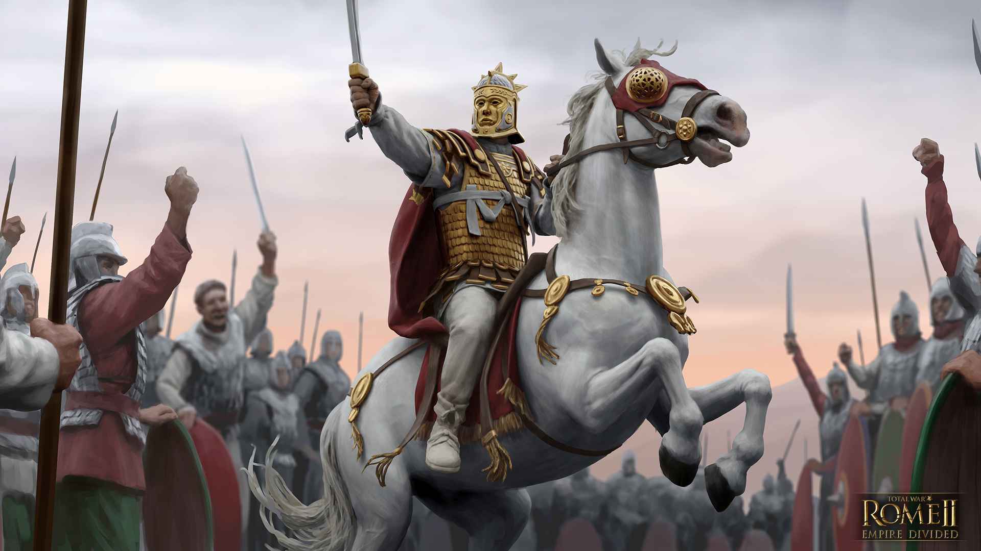 Total War Rome Ii War Horse Sky Sword Armor Helmet Horseback Men Video Games Logo Shield Video Game  1920x1080