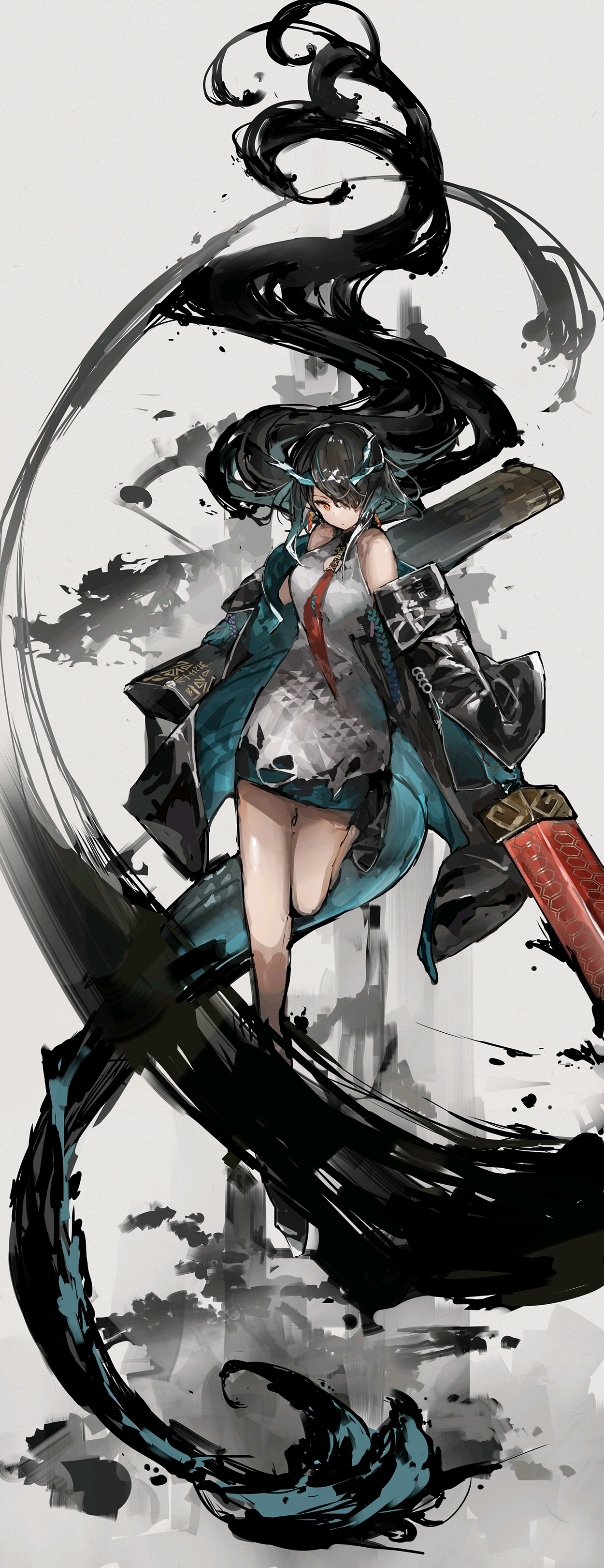 Arknights Anime Vertical Anime Girls Sword Weapon Dragon Horns Dusk Arknights 1250x3240