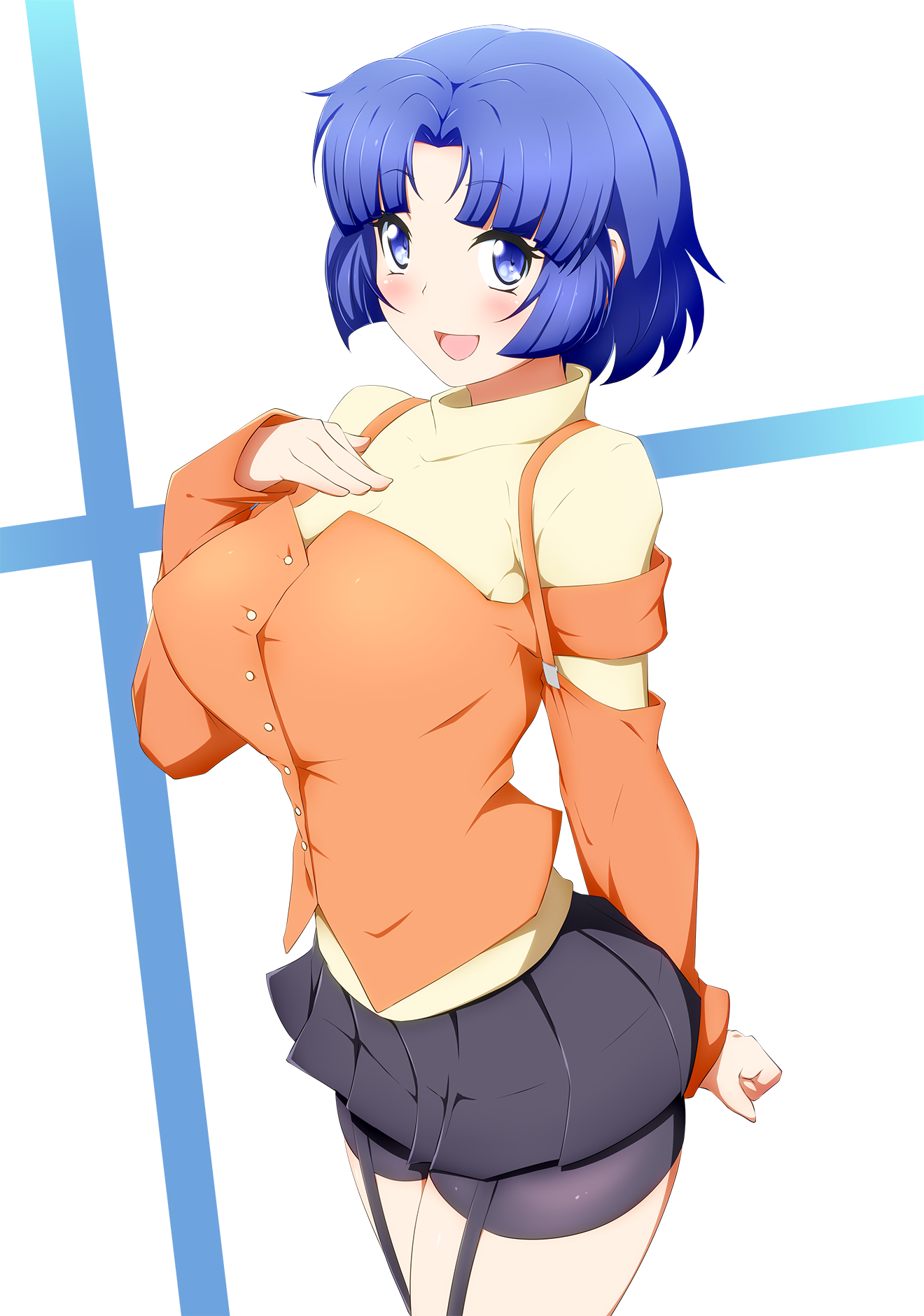 Kusuha Mizuha Anime Anime Girls Super Robot Taisen Short Hair Blue Hair Artwork Digital Art Fan Art 1320x1880