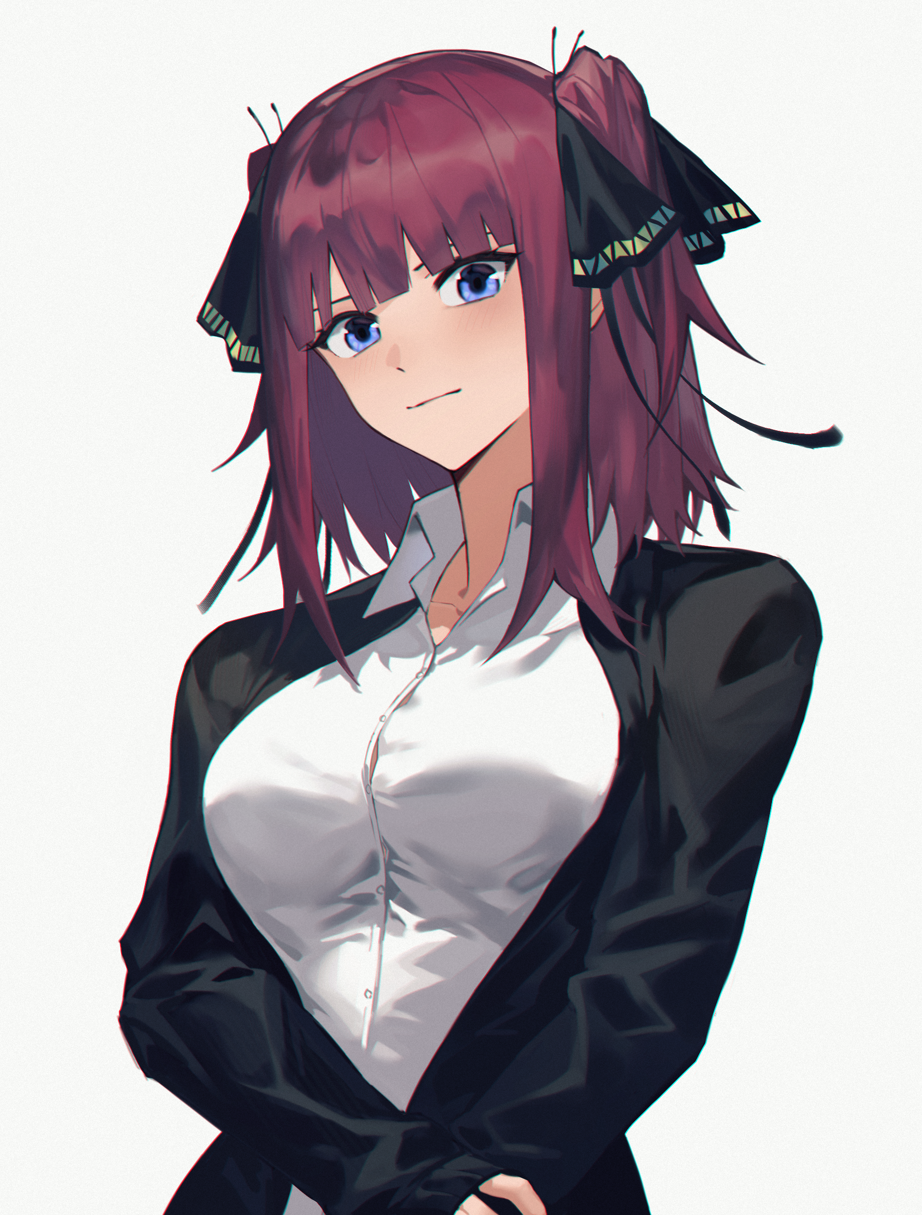 Anime Anime Girls 5 Toubun No Hanayome Nakano Nino Short Hair Pink Hair Solo Artwork Digital Art Fan 1813x2389