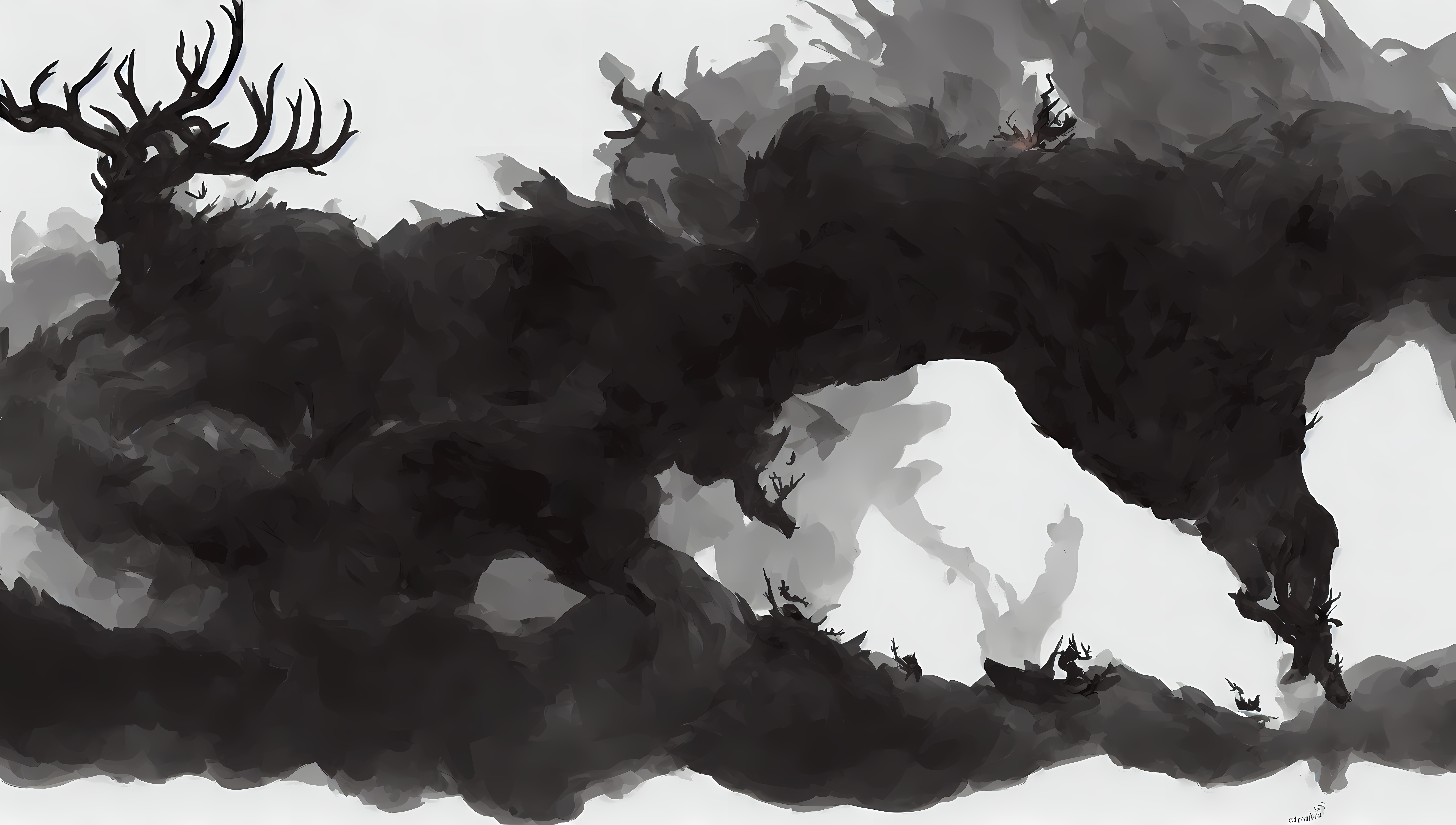 Ai Generated Stags Stable Diffusion Smoke White Background Antlers Ai Art 7680x4352