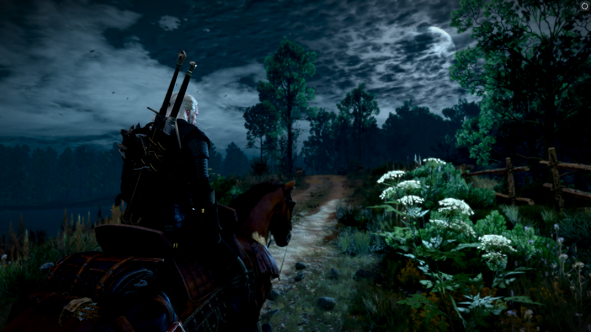 The Witcher 3 Wild Hunt Video Games Horse Horseback Clouds Video Game Art Flowers Video Game Charact 1920x1080