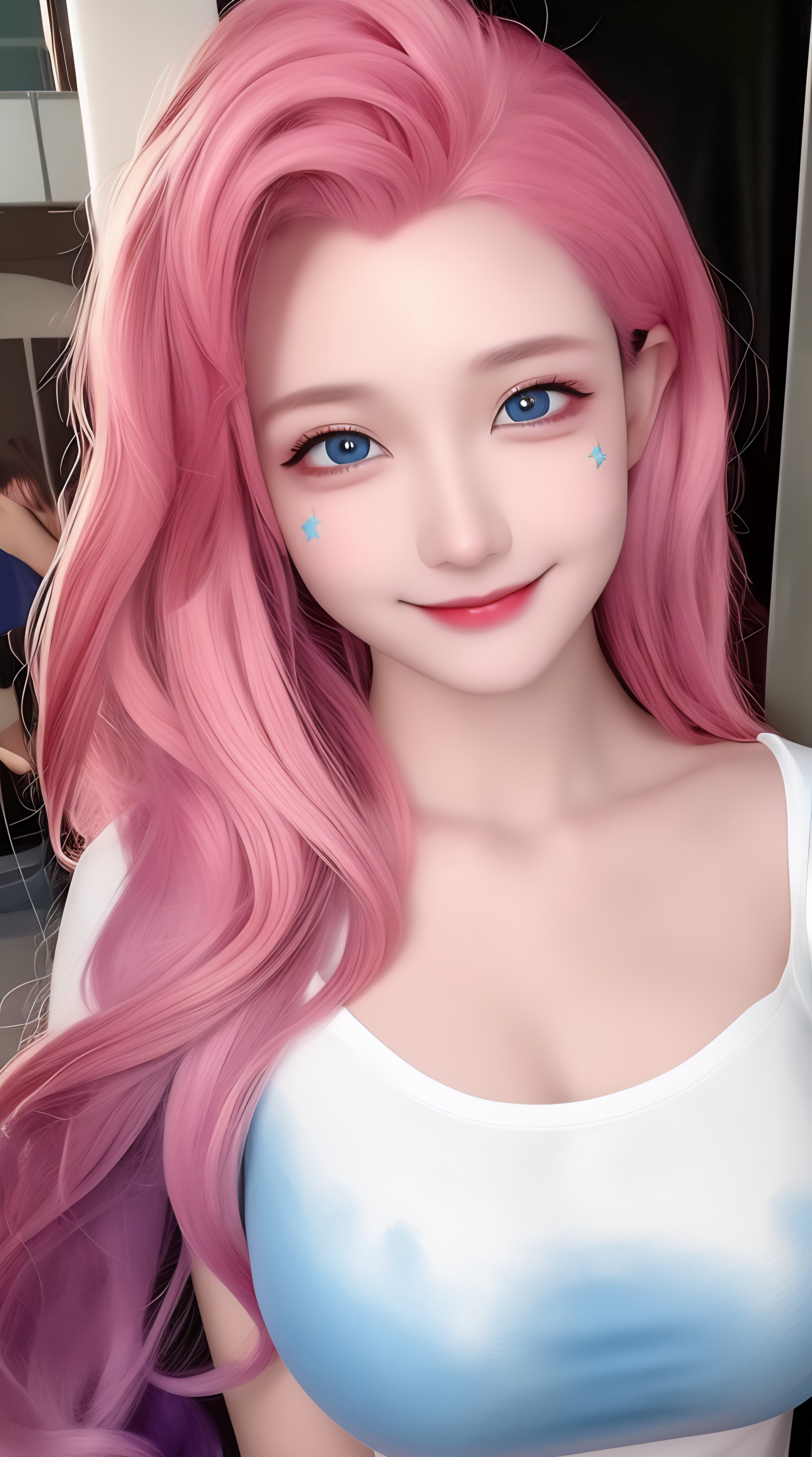 Seraphine League Of Legends League Of Legends Pink Hair Ai Art Vertical Smiling Looking At Viewer 2140x3840