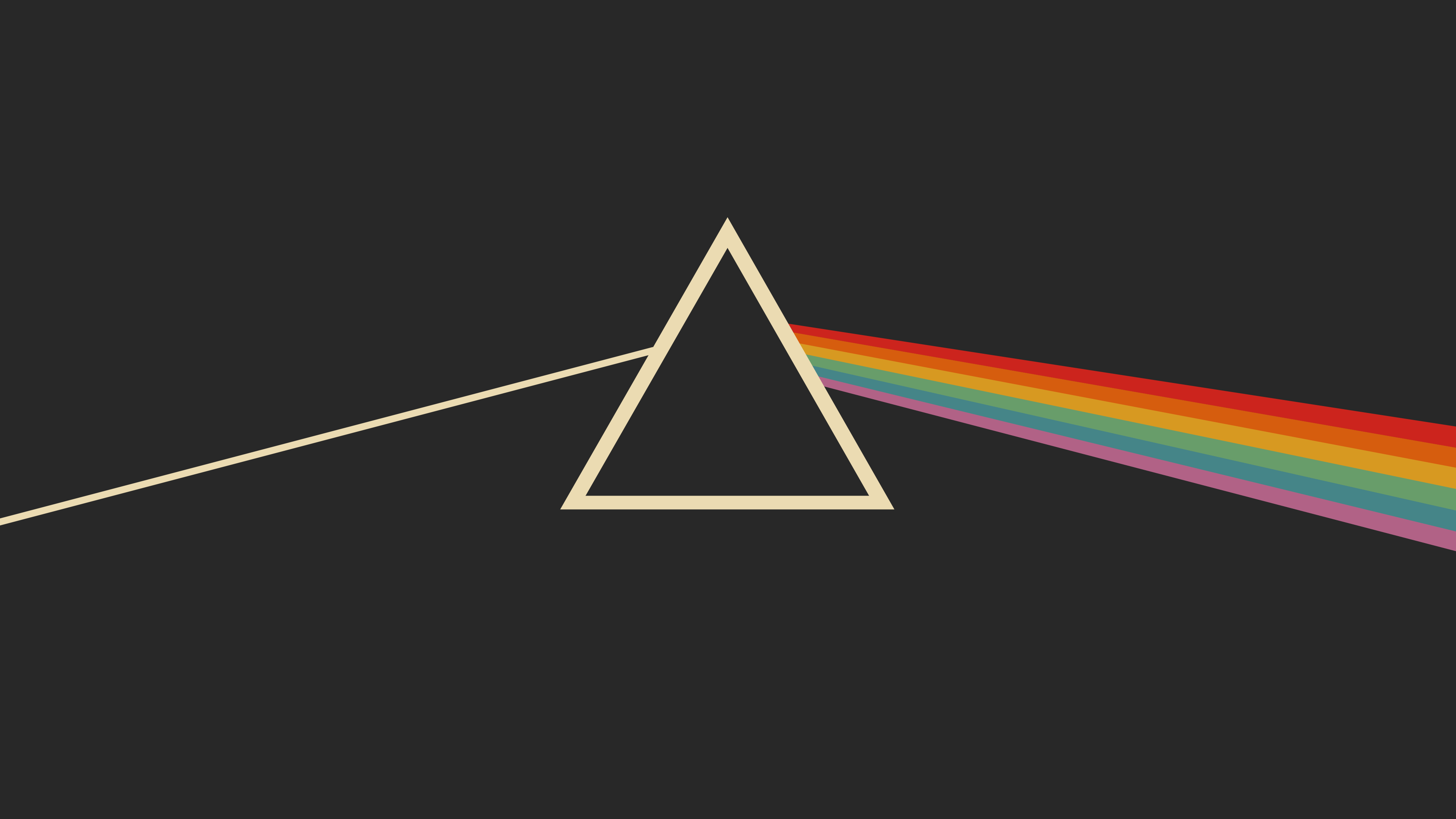 Pink Floyd Gruvbox Refraction Minimalism Simple Background Rainbows Pyramid 3840x2160