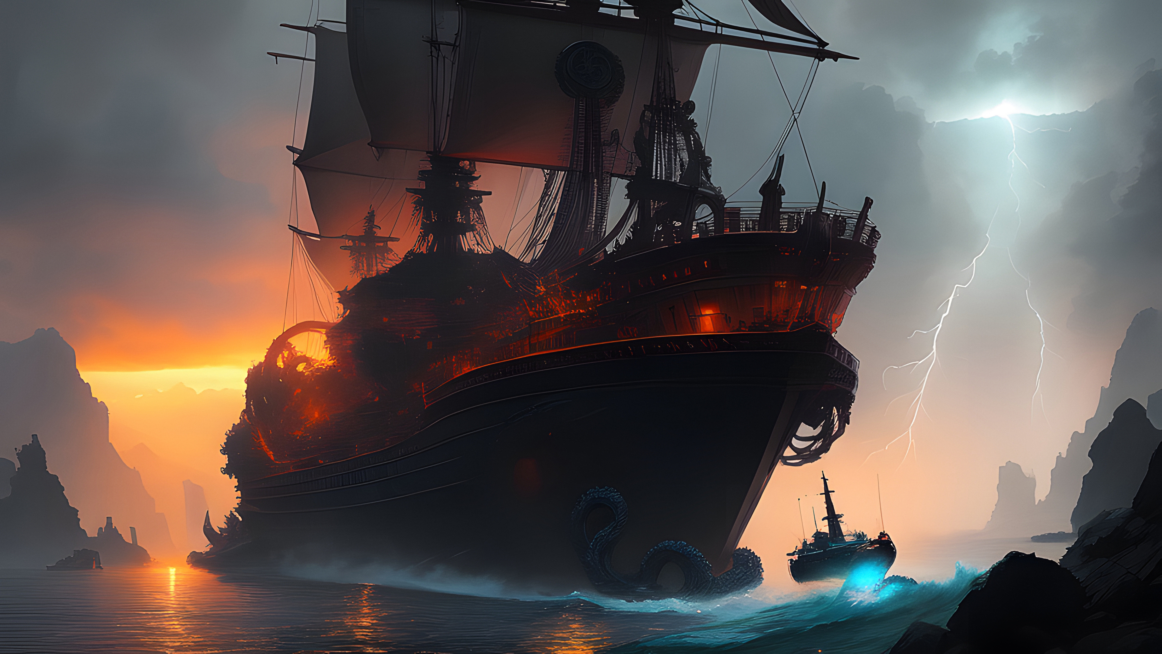Stable Diffusion 4K Ai Art Ship Ocean Battle Creature Digital Art  Illustration Water Wallpaper - Resolution:3840x2160 - ID:1366104 -  