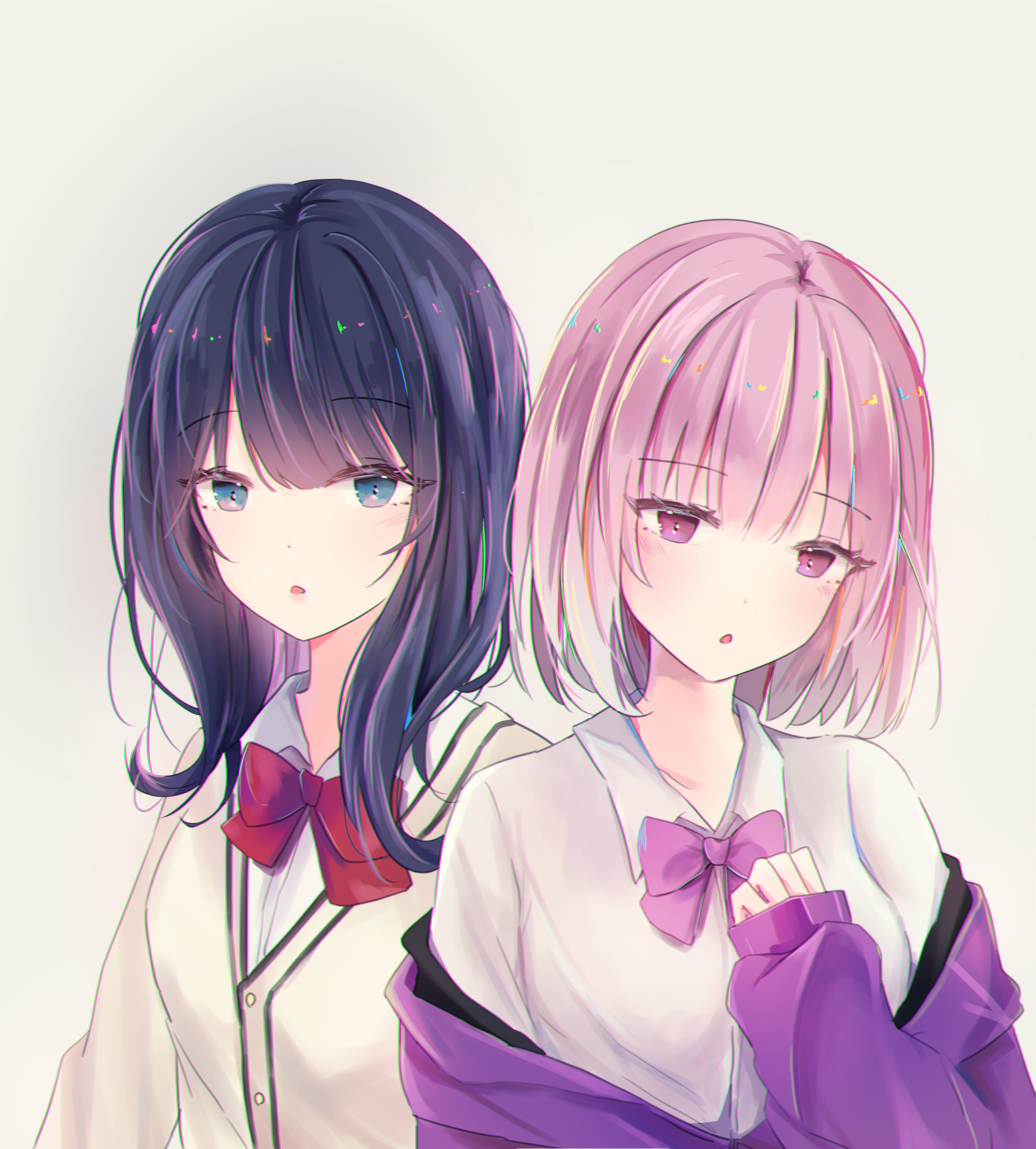 Anime Anime Girls SSSS GRiDMAN Super Robot Taisen Two Women Takanashi Rikka Shinjou Akane Long Hair  2400x2661