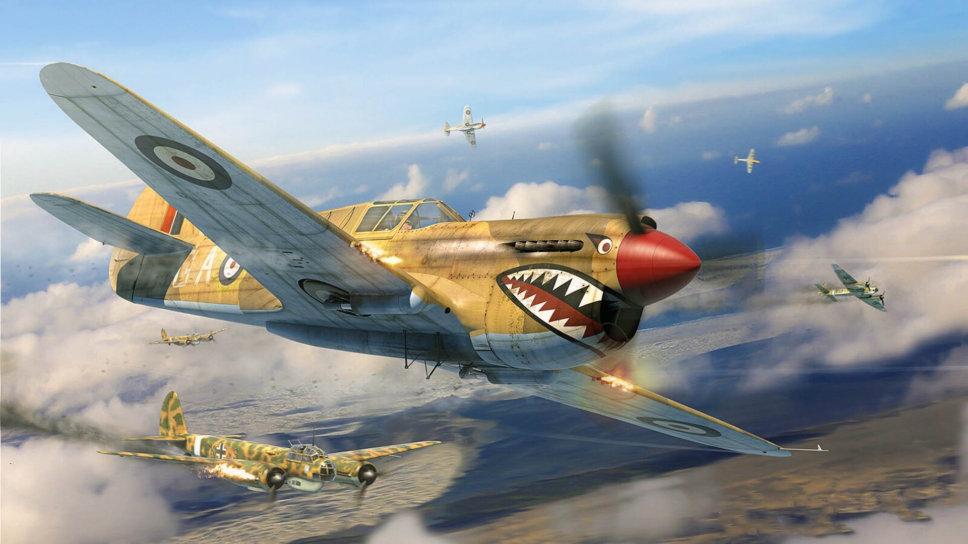 World War Ii War Airplane Aircraft Curtiss P 40 Warhawk 1920x1080