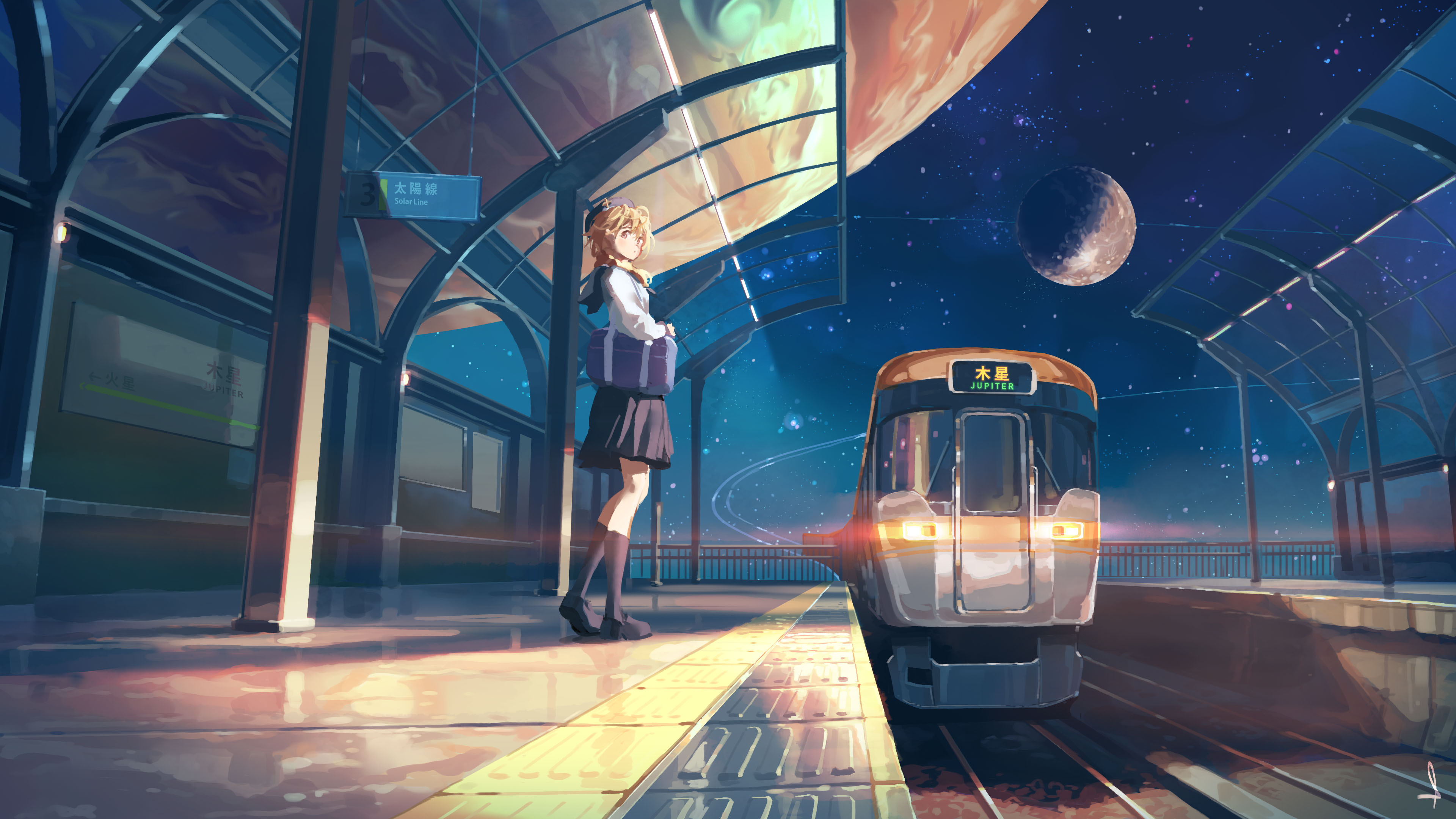 Anime Train Station 3840x2160