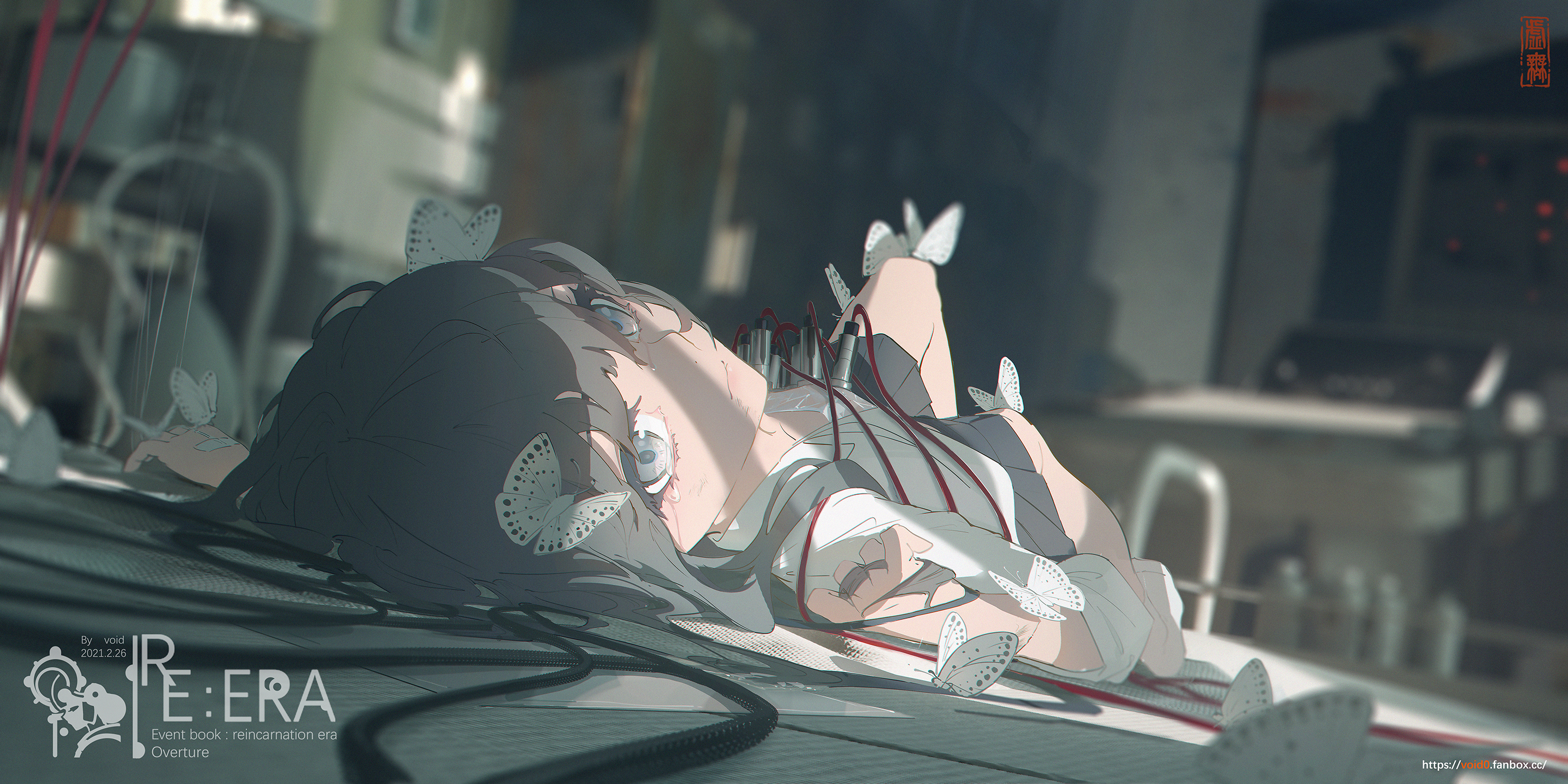 Void 0 Original Characters Pixiv Anime Anime Girls Lying On Back 2021 Year Looking At Viewer Digital 2880x1440