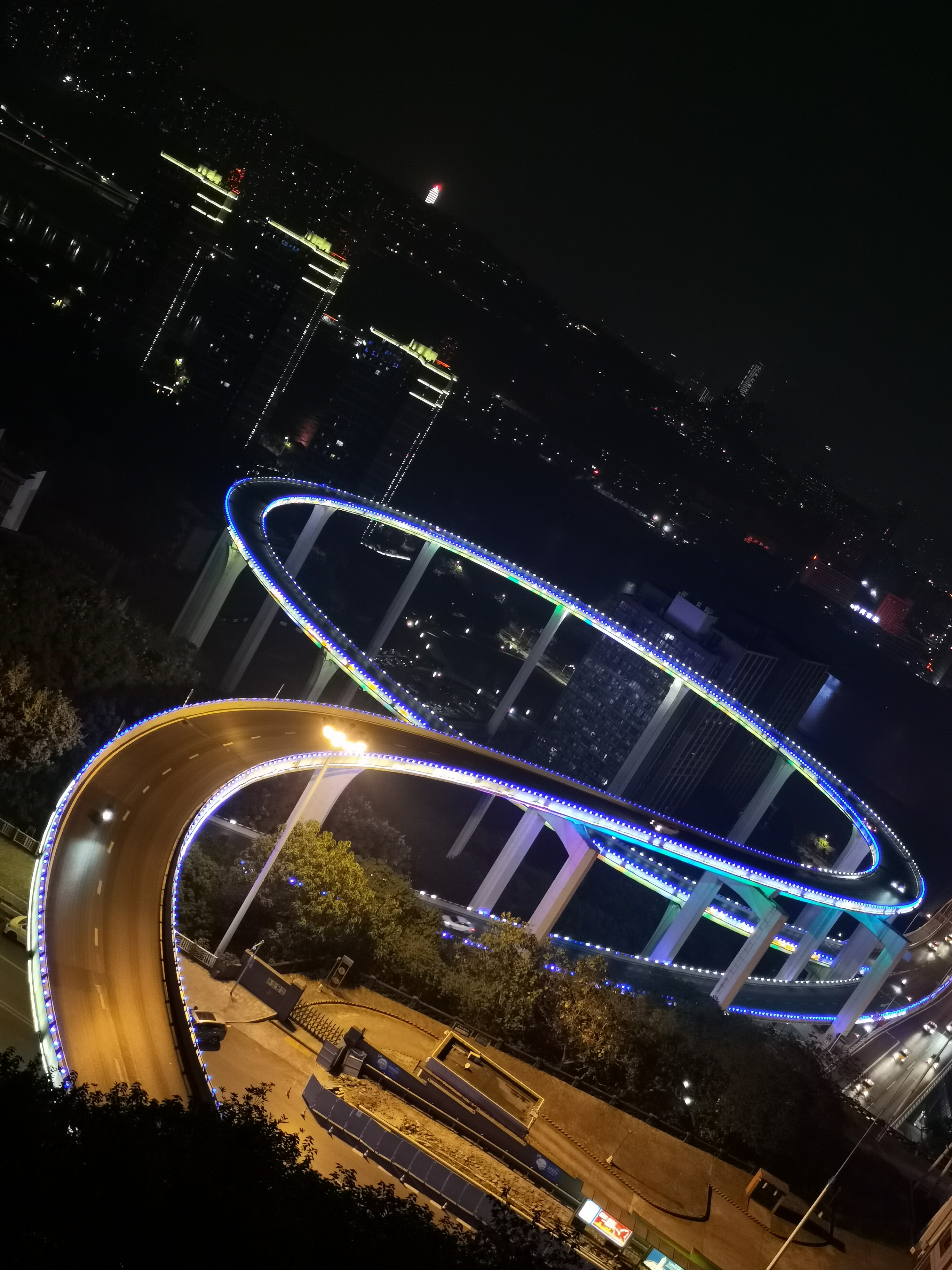 Night Street View Neon Viaduct 2736x3648