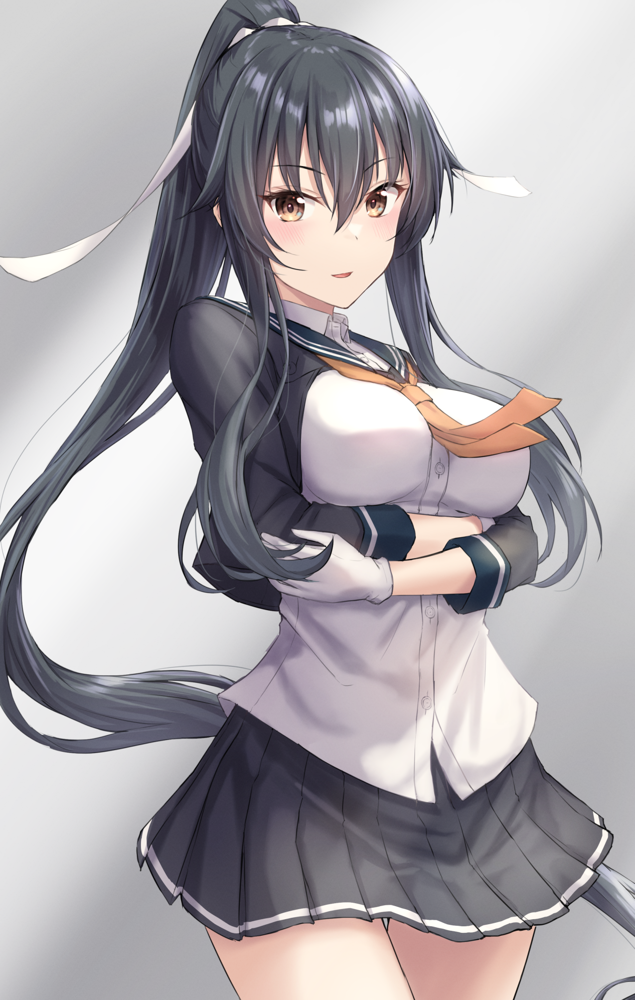 Anime Anime Girls Kantai Collection Yahagi KanColle Long Hair Ponytail Black Hair Artwork Digital Ar 1266x1993