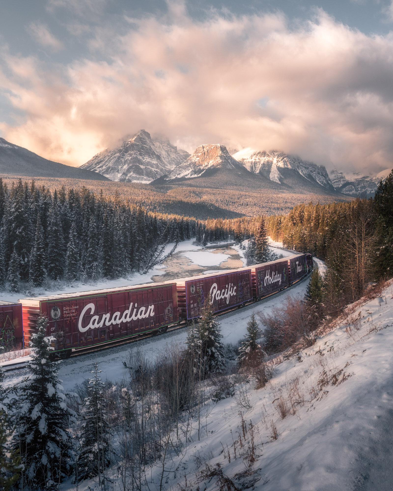 Train Nature Trees Forest Portrait Display Canada Mountains Winter Snow Pine Trees Railway Snowy Mou 1600x2000