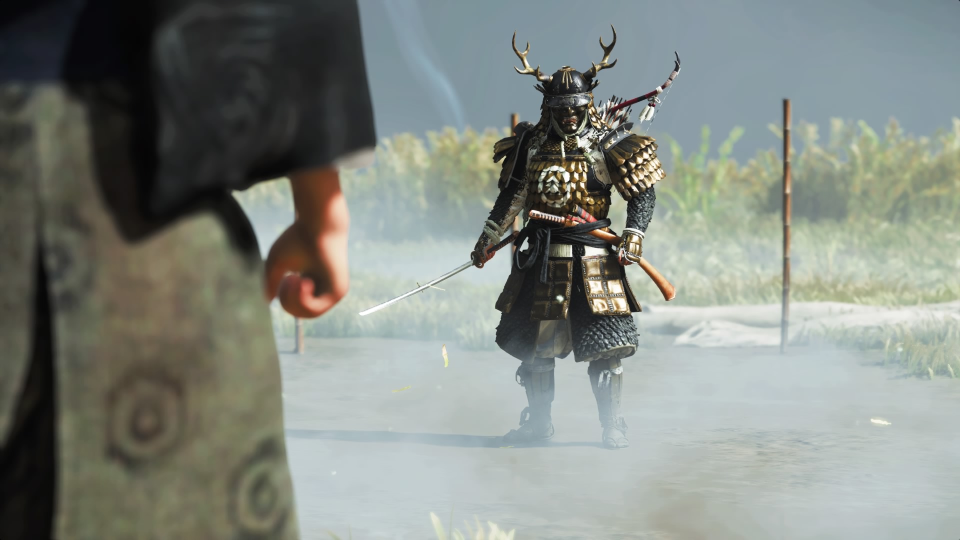 Ghost Of Tsushima Video Game Characters Video Games PlayStation Japan Duel Armored Armor Katana Men 1920x1080