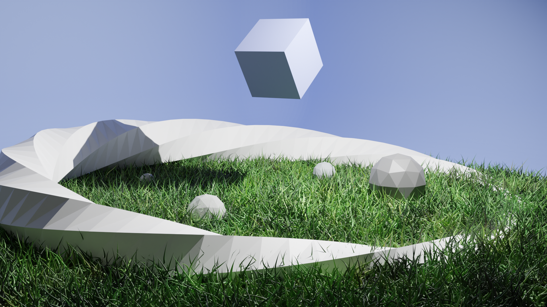 Blender Render Shapes Simple Background Minimalism Cube 3D 1920x1080