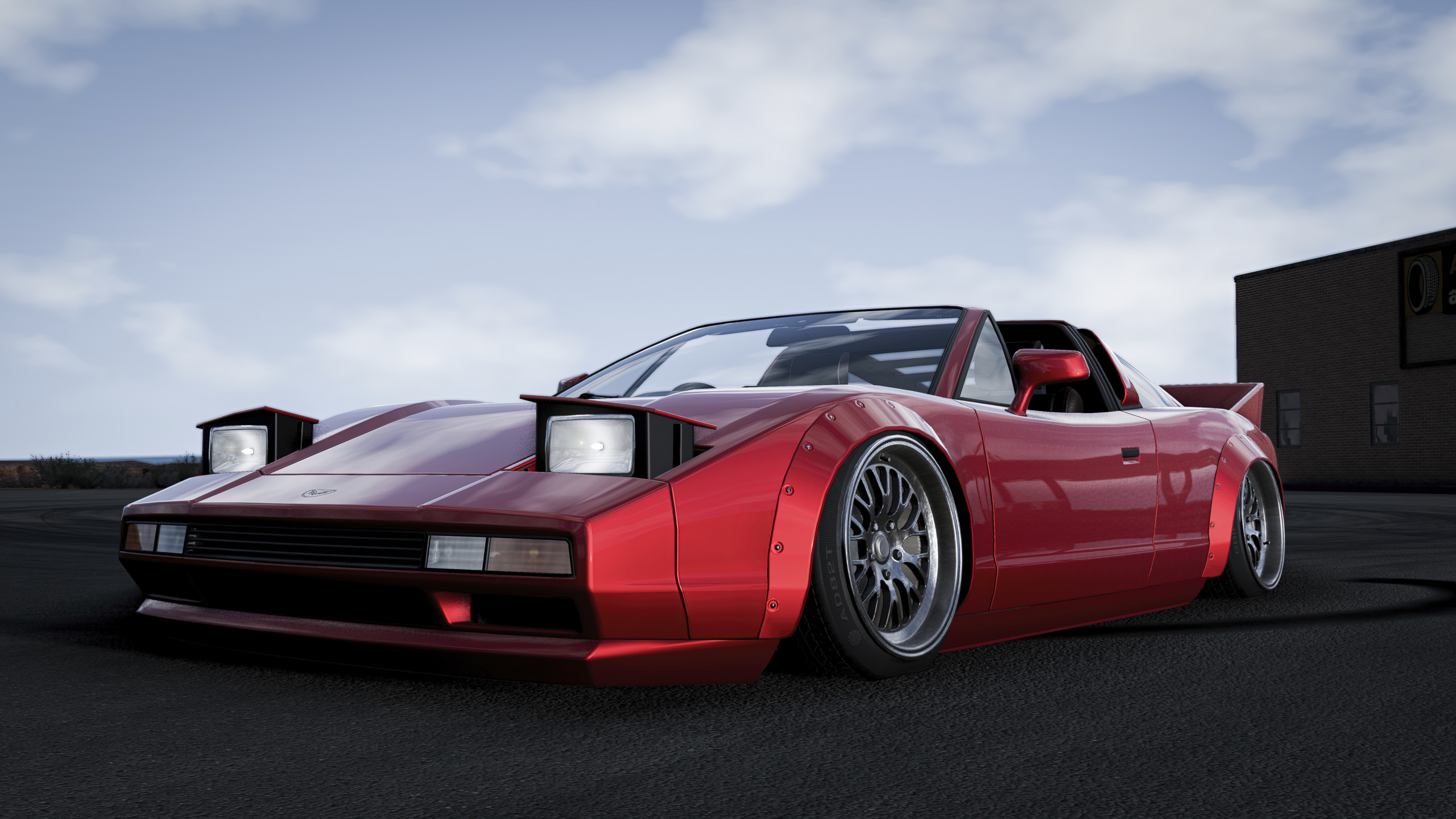 Video Game Art Car Stance Cars BeamNG Sky CGi Clouds Front Angle View Video Games 2560x1440