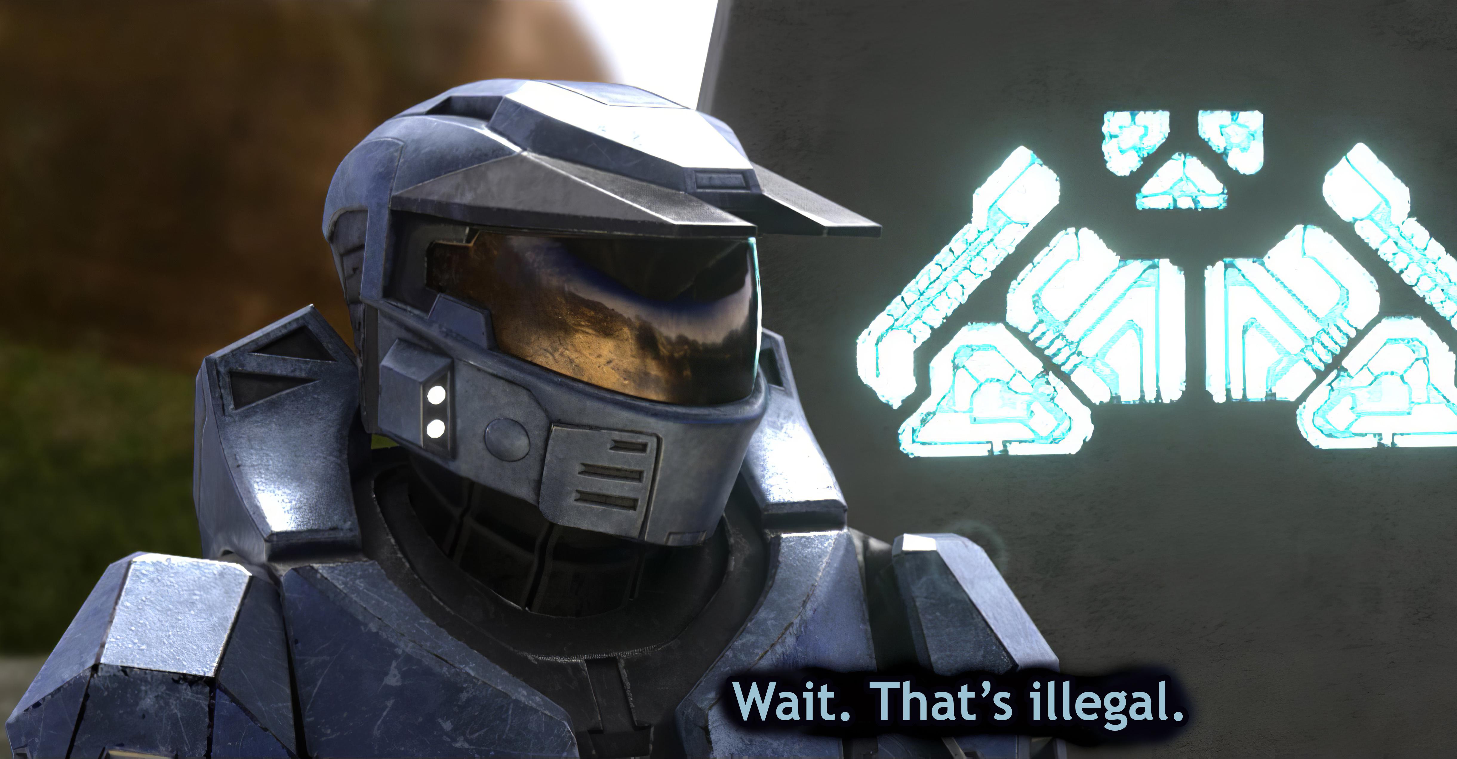 Halo Memes Red Vs Blue Remaster Helmet Armor Screen Shot Text Digital Art 4881x2544
