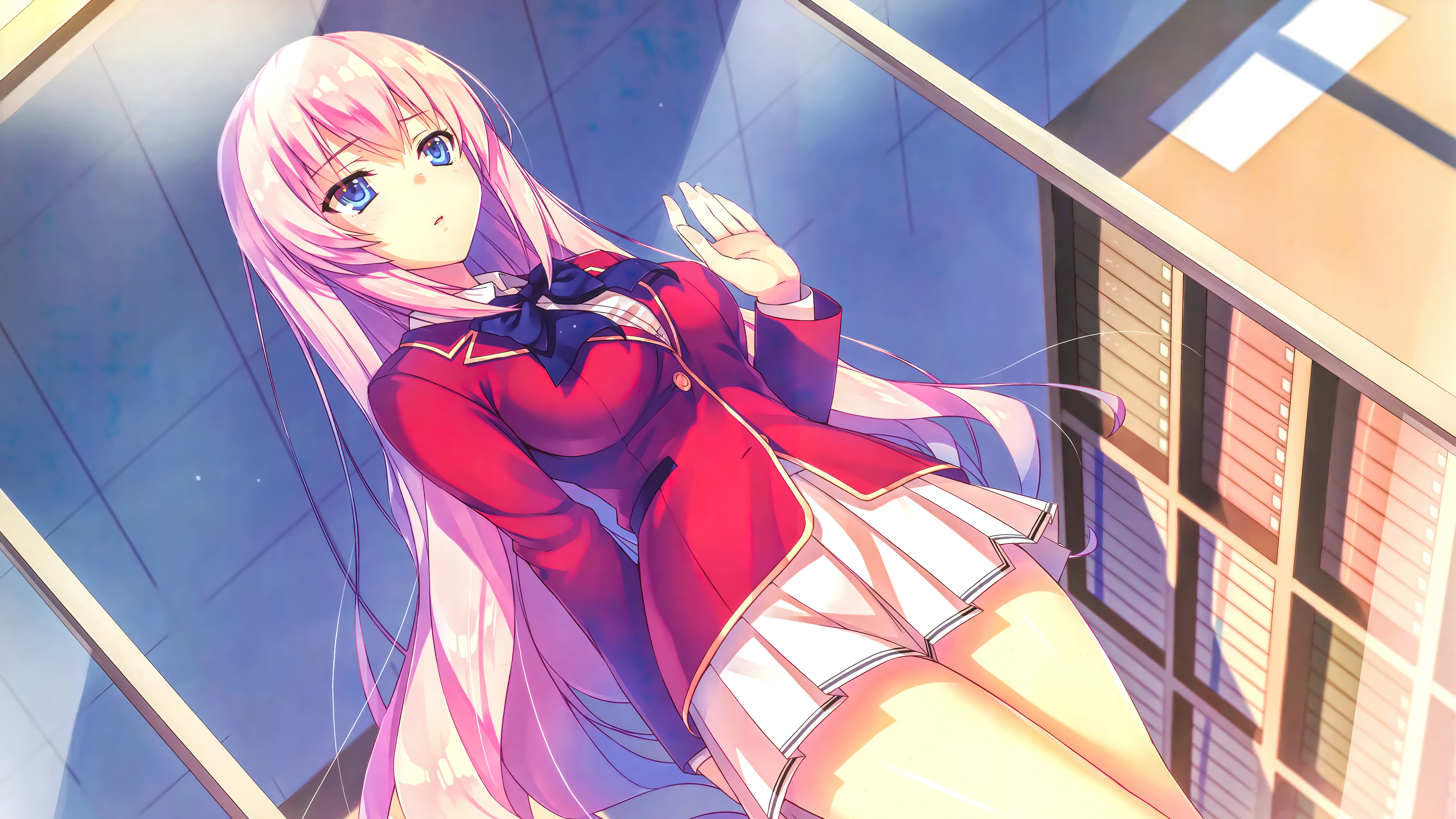 Youkoso Jitsuryoku Shijou Shugi No Kyoushitsu E Sakura Airi Anime Girls Pink Hair Blue Eyes Long Hai 7680x4320