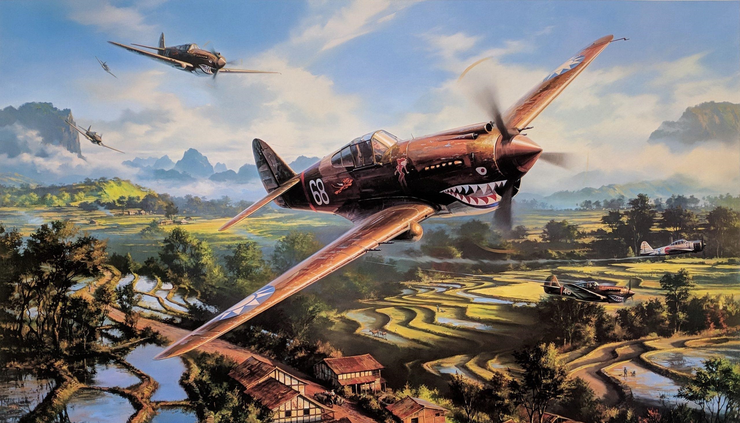World War Ii War Airplane Aircraft Curtiss P 40 Warhawk 2560x1465
