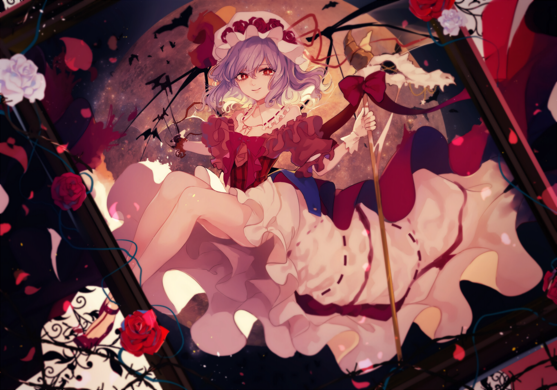 Anime Anime Girls Touhou Remilia Scarlet Rose Petals Dress 1920x1344