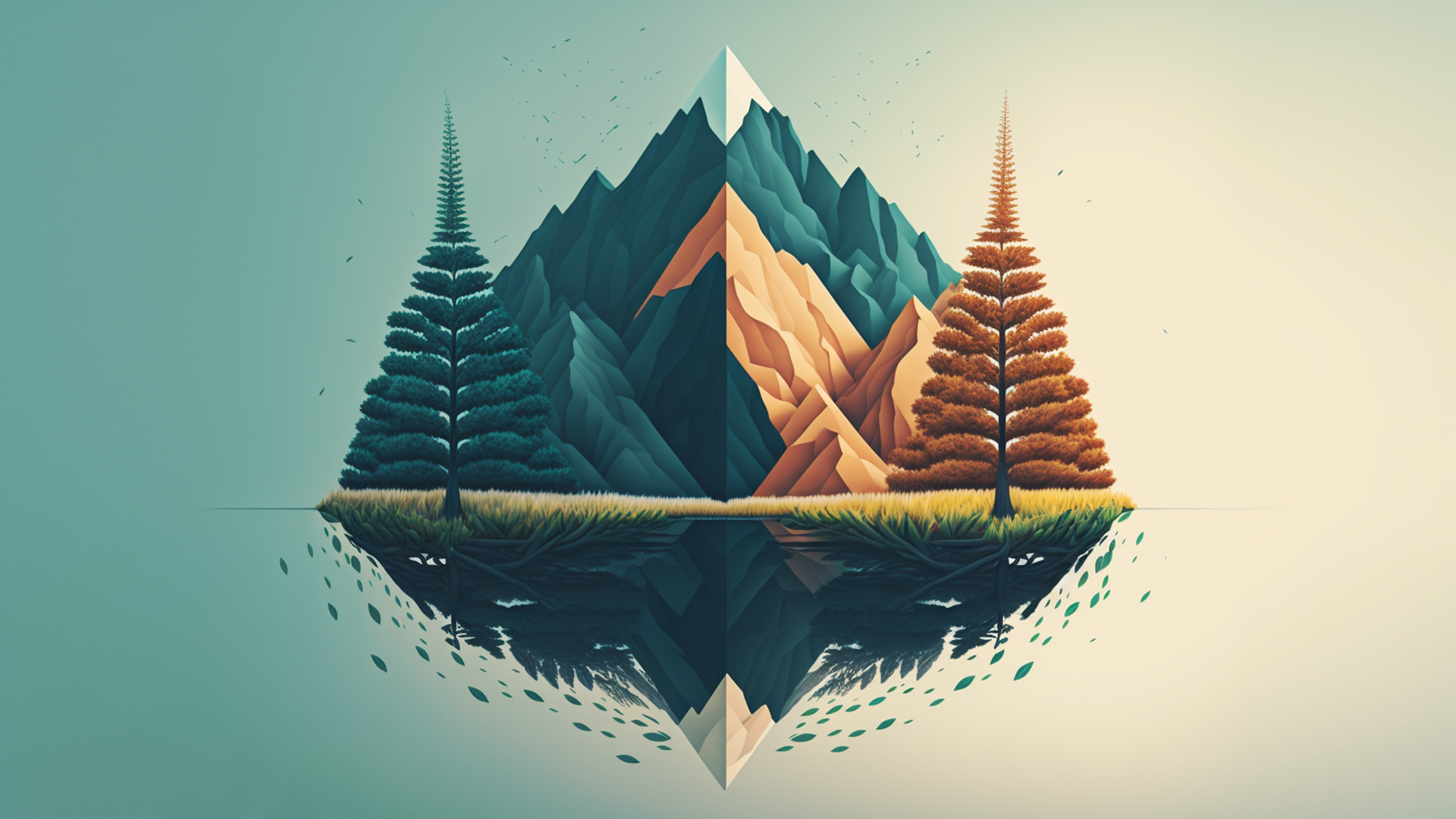 Ai Art Minimalism Nature Mountains Simple Background Wallpaper -  Resolution:1920x1080 - ID:1357353 