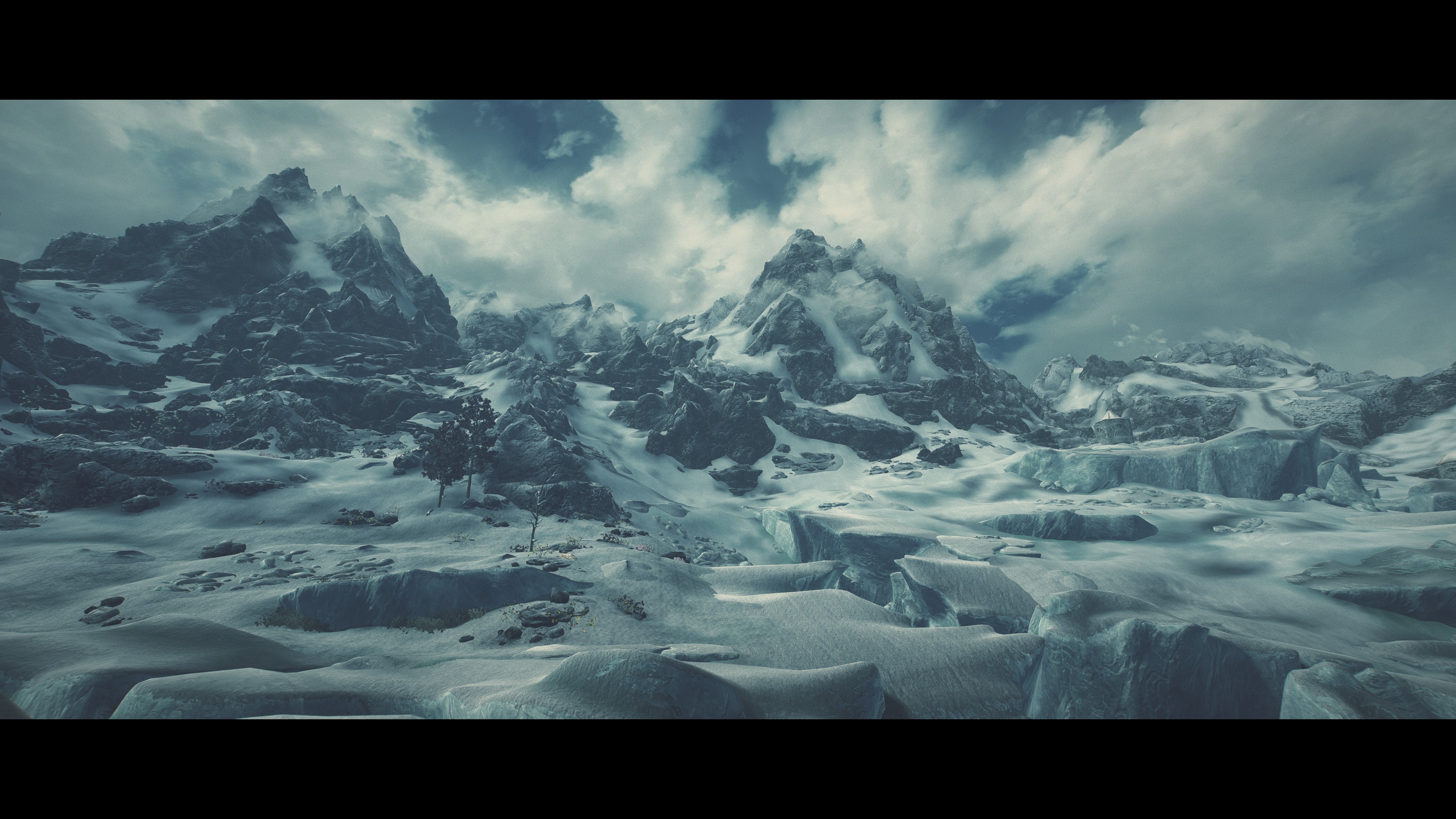 The Elder Scrolls V Skyrim ENB Skyrim Remastered Video Games Snow Mountains Clouds 3840x2160