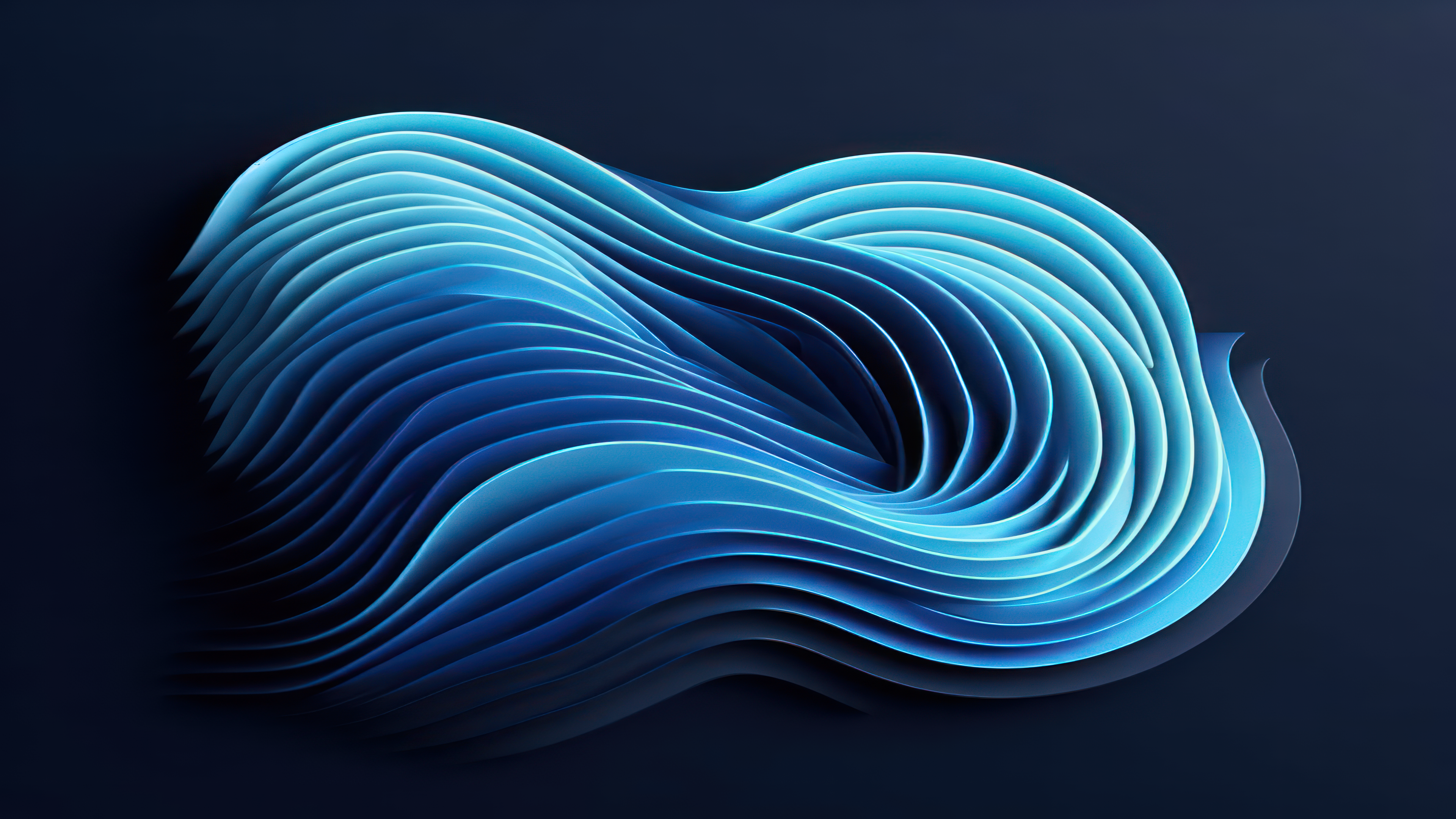 Windows 10 Windows 11 Blue Abstract Waves Simple Background 3840x2160