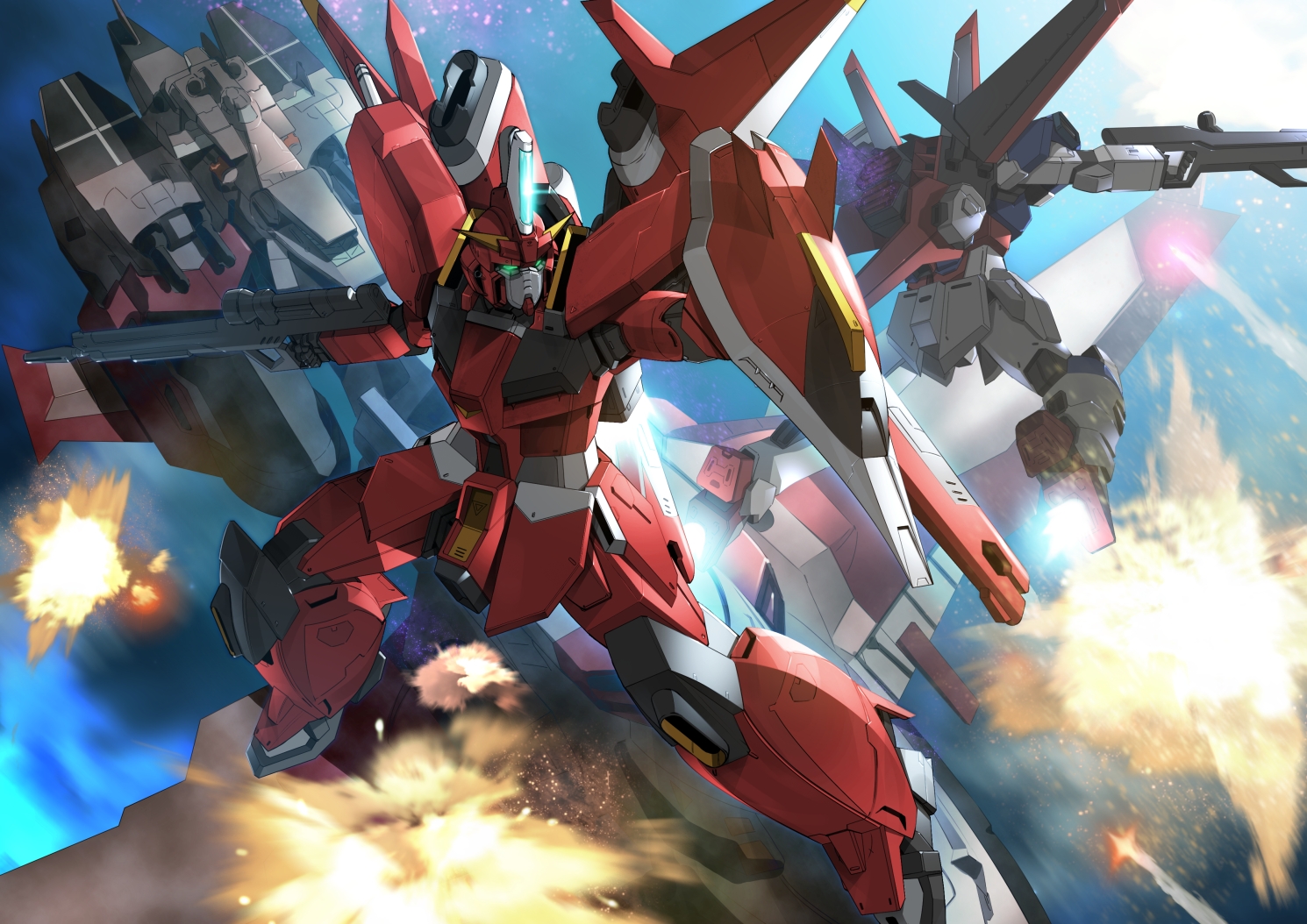 Saviour Gundam Mobile Suit Gundam SEED Destiny Anime Mechs Super Robot Taisen Artwork Digital Art Fa 1490x1054