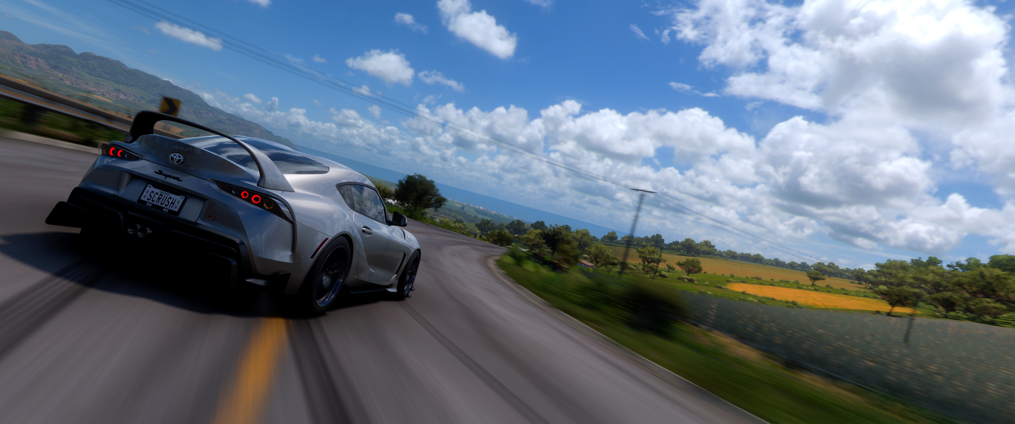 Forza Horizon 5 Video Games Mexico Car Road Taillights Clouds 3440x1440