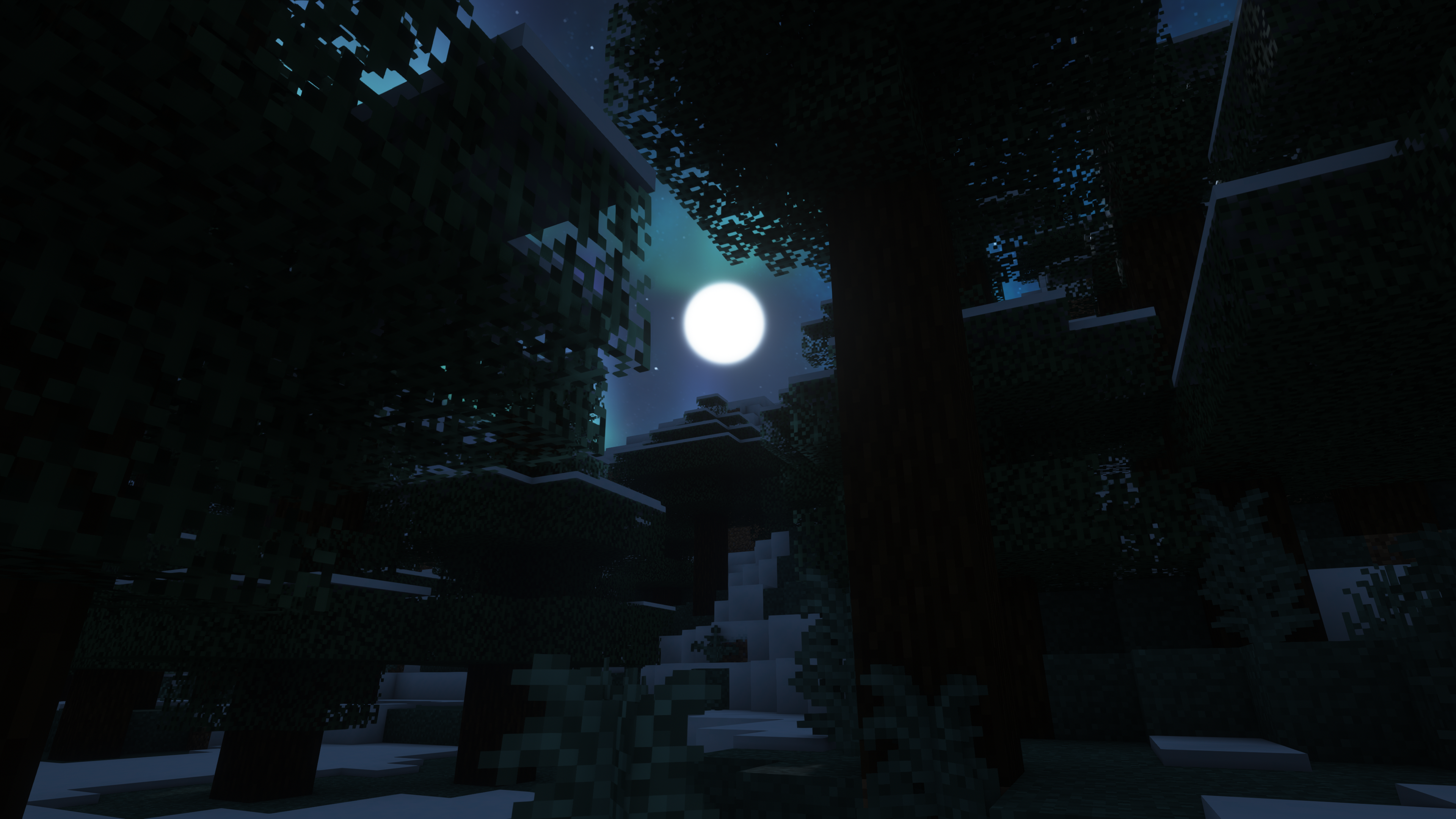 Minecraft ComplementaryShaders V4 7 1 Moon Rays Forest Stars Video Games Cube Trees Night Moon Sky S 3840x2160
