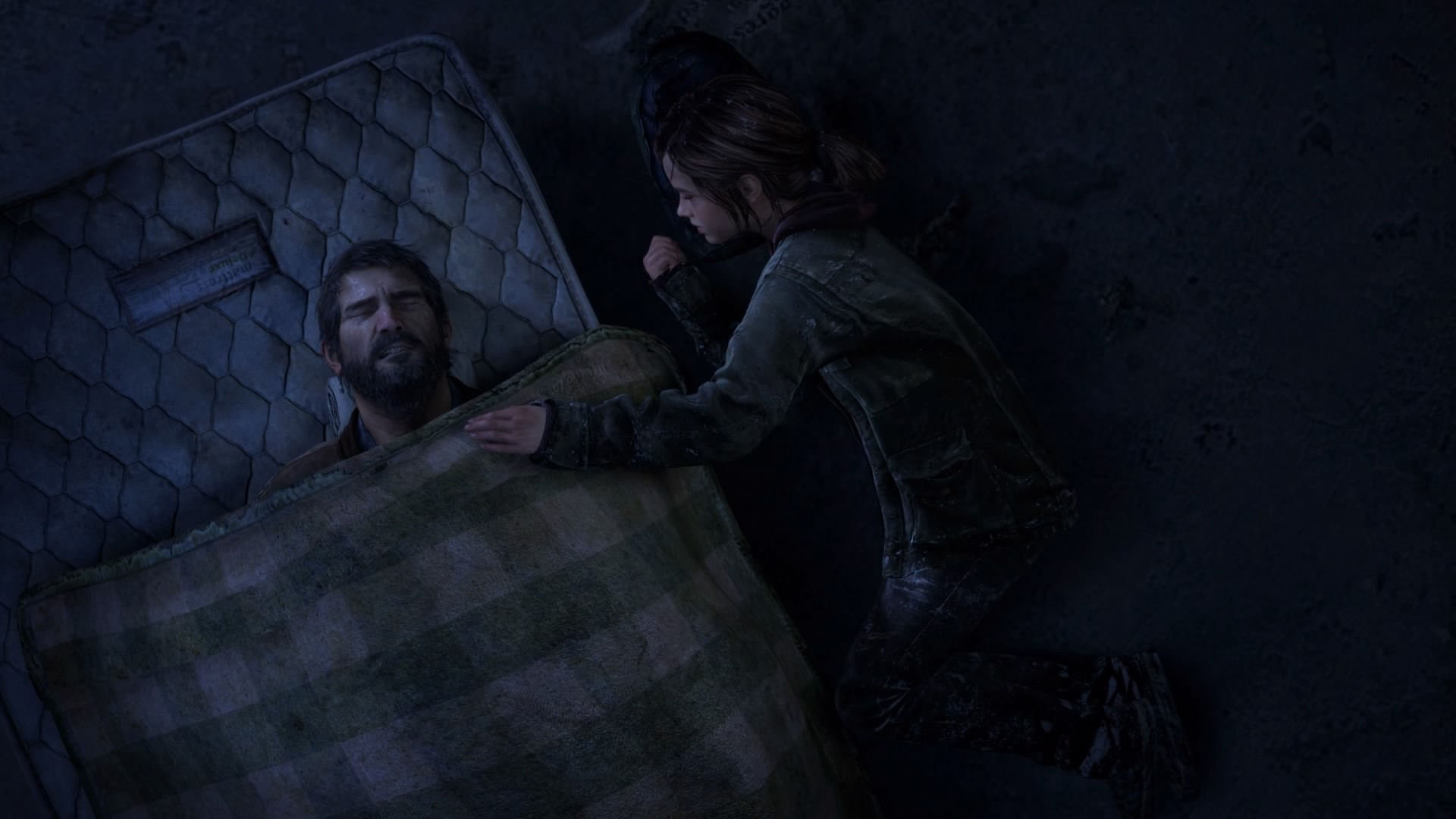 The Last Of Us Ellie Williams Joel Sleeping Screen Shot CGi Video Games Video Game Characters 1920x1080