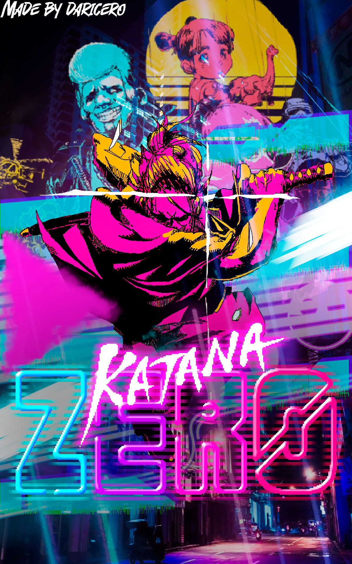 Katana Zero Synthwave Vaporwave Katana Samurai Video Games 1200x1920