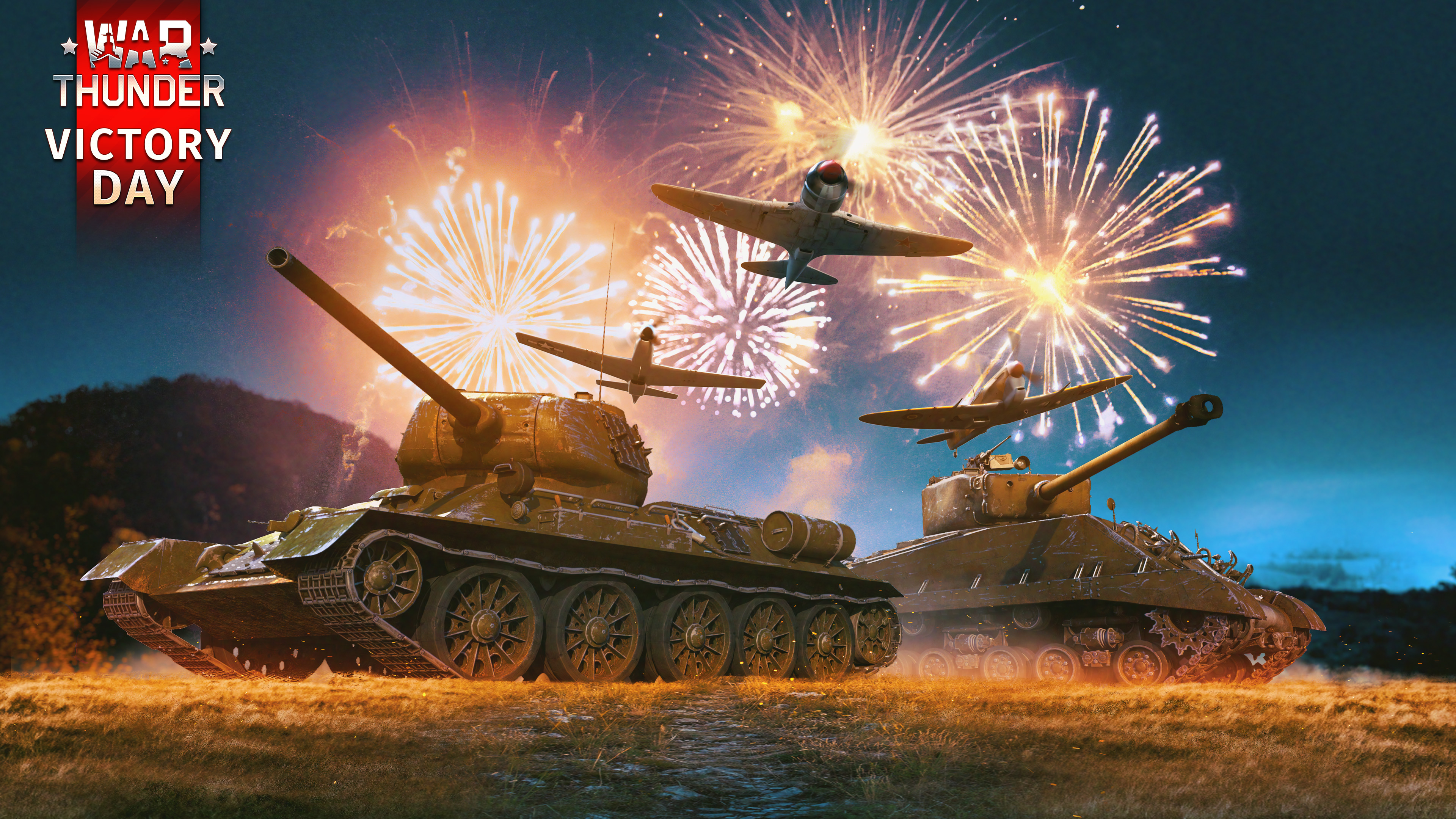 Tank Gaijin Entertainment War Thunder Aircraft Video Games Fireworks Logo T 34 3840x2160
