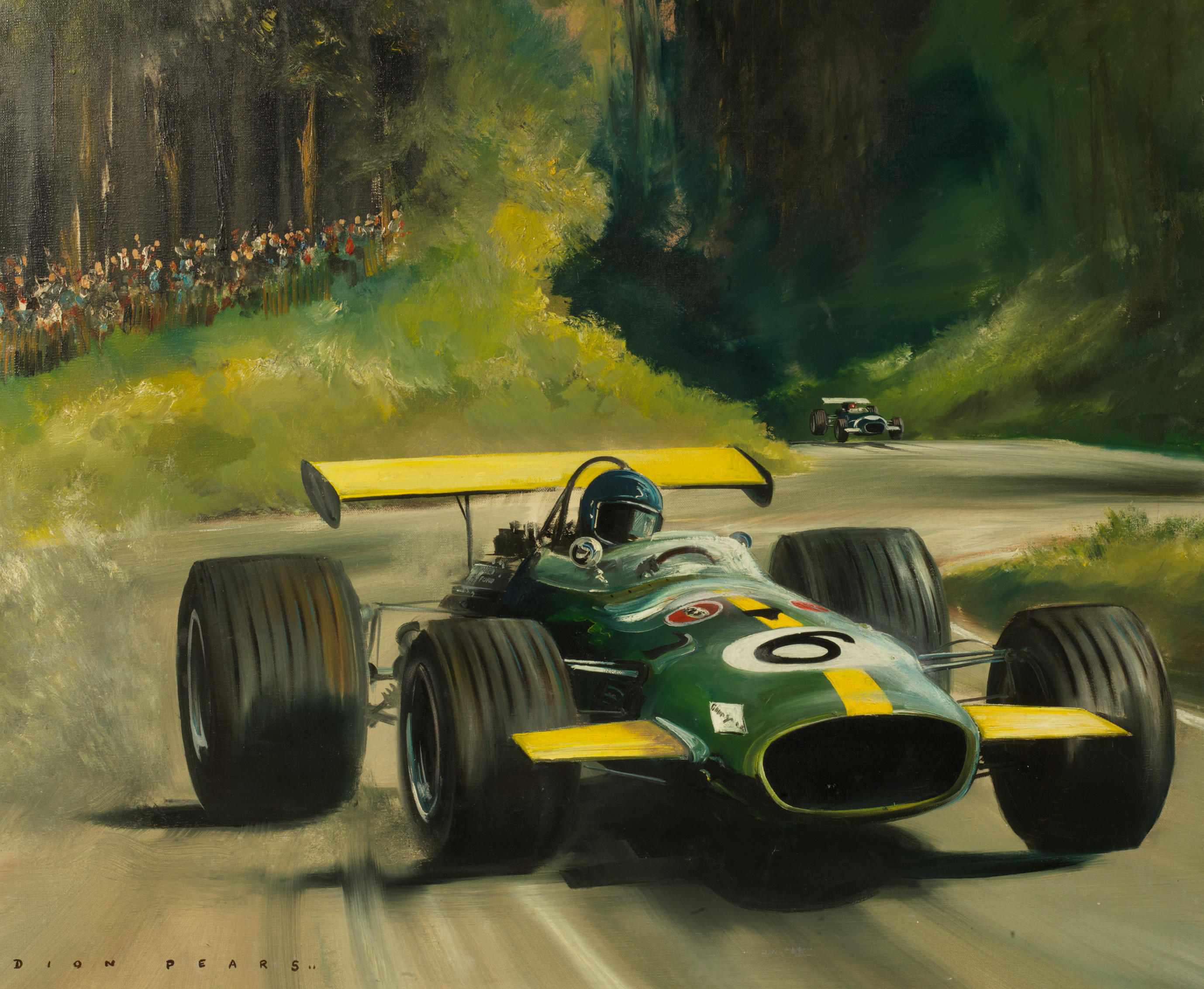 Formula Cars Painting Oil Painting Jacky Ickx Brabham BT26 Dion Pears Artwork Front Angle View Vehic 2757x2265