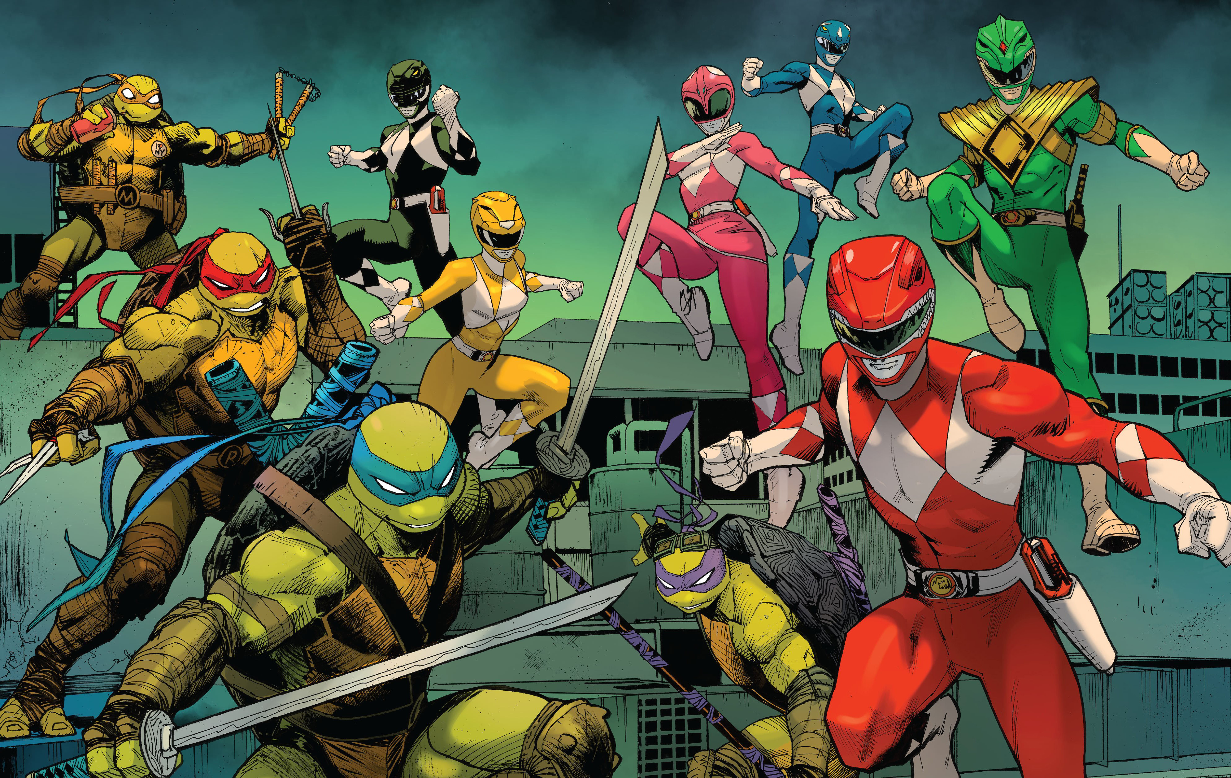 Teenage Mutant Ninja Turtles Power Rangers Raphael TMNT Michelangelo TMNT Donatello TMNT Leonardo TM 3976x2513
