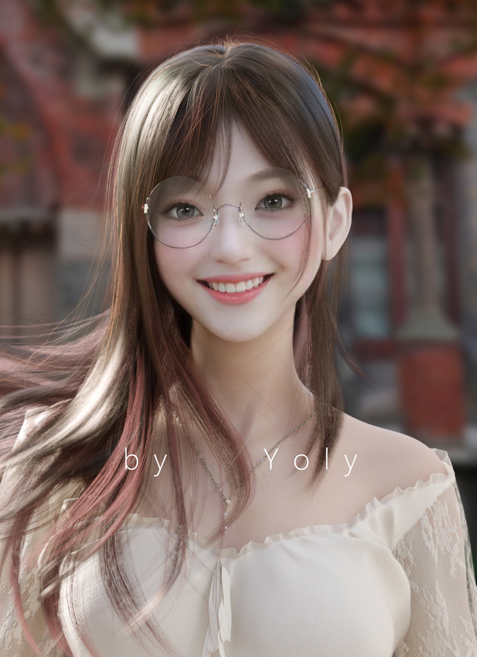 CGi Digital Art Asian Long Hair Yoly Glasses 930x1280