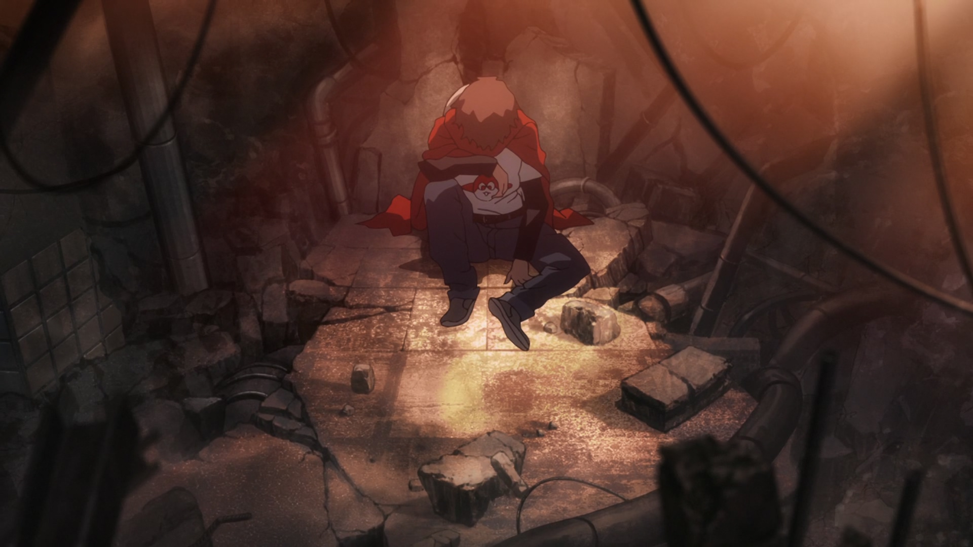Otaku Hero Anime Mahou Shoujo Magical Destroyers Anime Screenshot Cape Anime Boys Sitting Sunset Sun 1920x1080