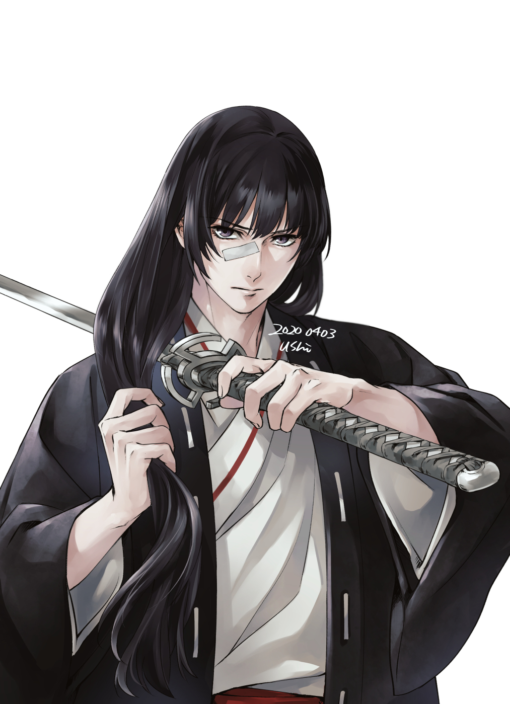 Hells Paradise Jigokuraku MAPPA Portrait Display Anime Boys Sword Weapon Minimalism White Background 1013x1399