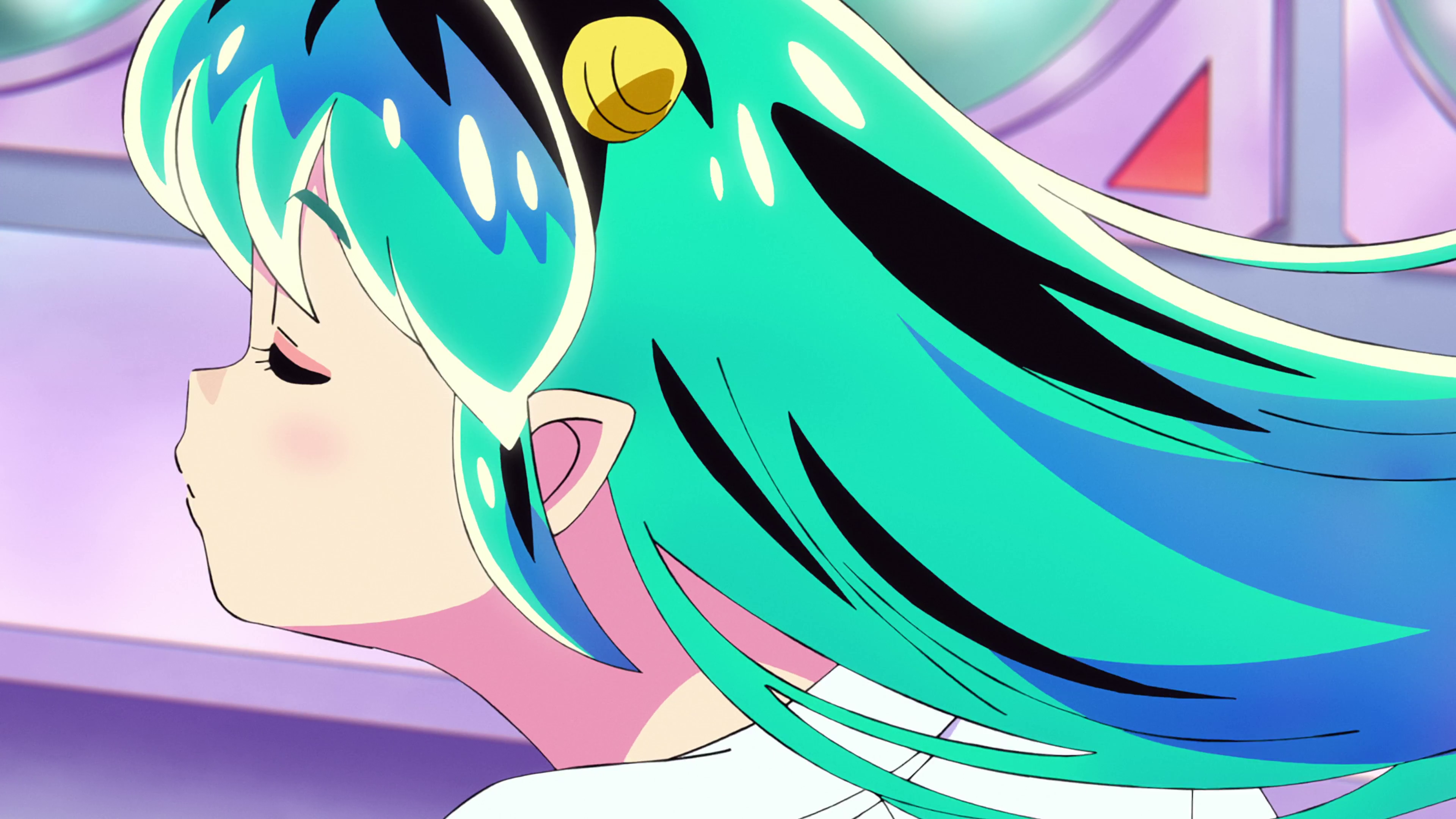 Urusei Yatsura Anime Screenshot Anime Girls Horns Multi Colored Hair Closed Eyes Pointy Ears Long Ha 3840x2160