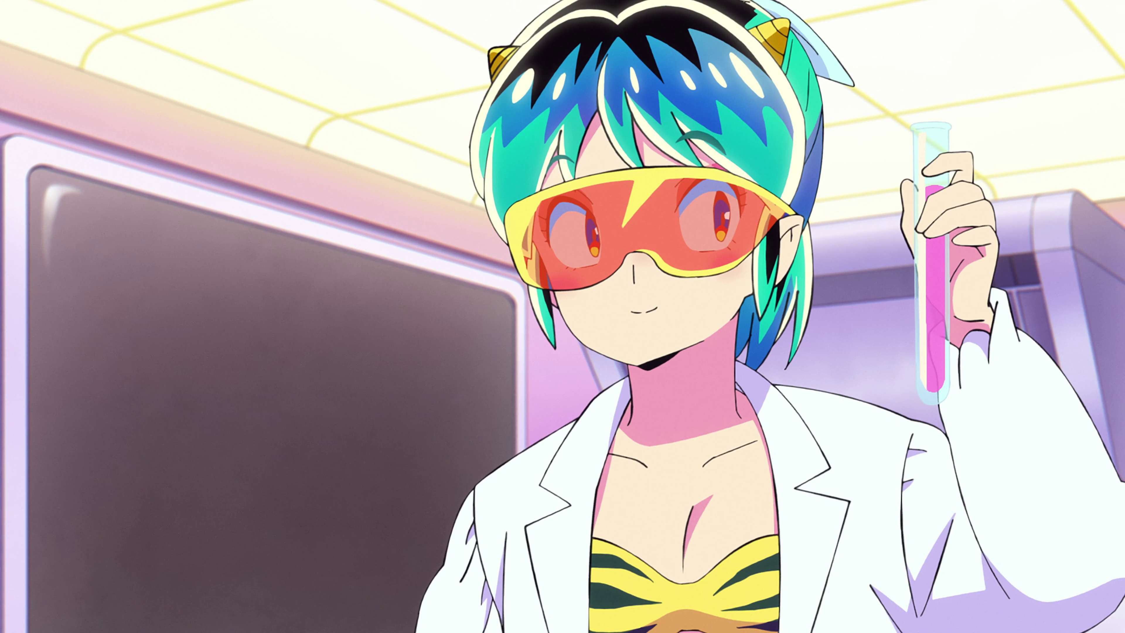 Urusei Yatsura Science Anime Screenshot Anime Girls Smiling Multi Colored Hair Horns Pointy Ears Gog 3840x2160