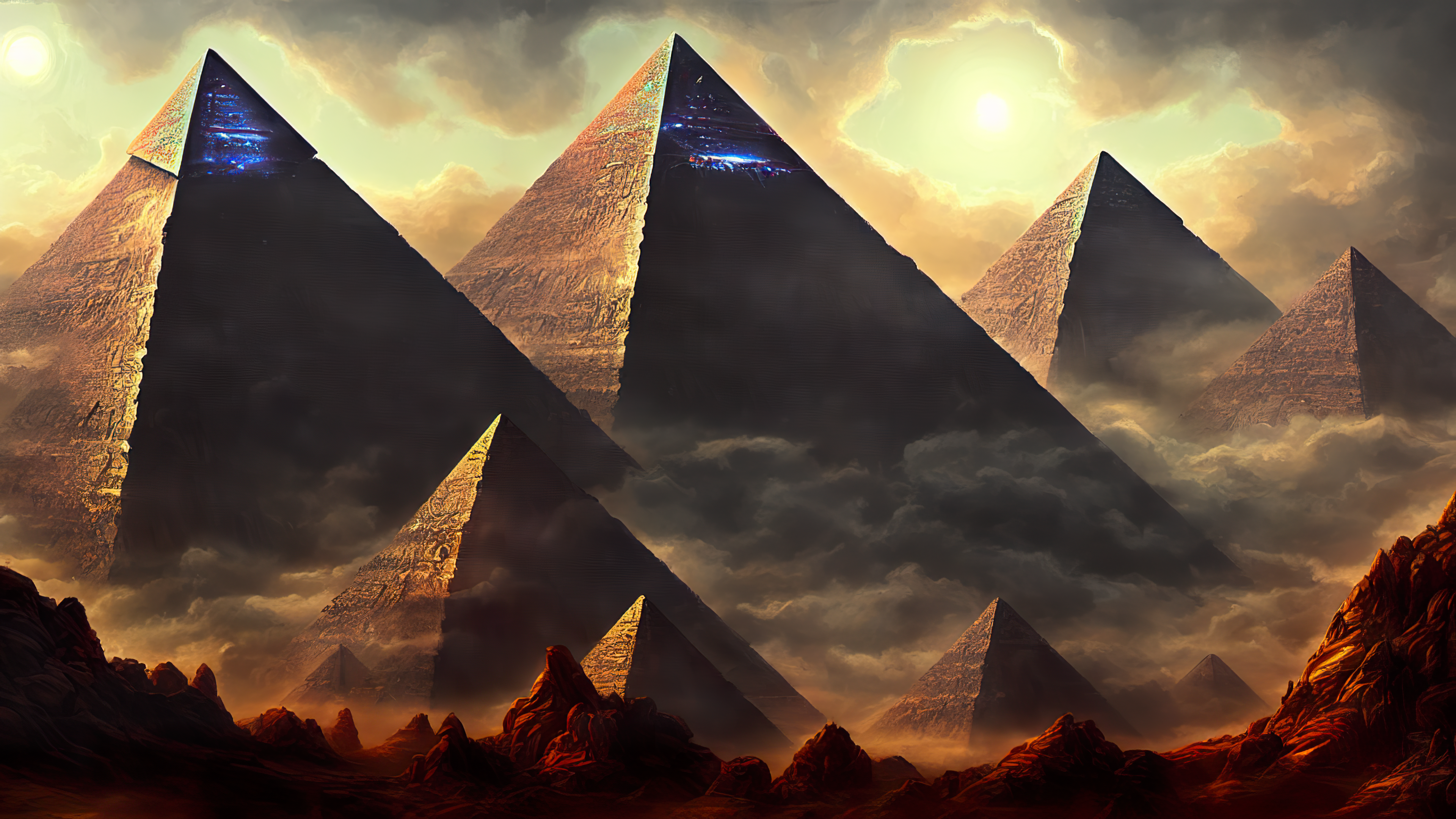 Ai Art Stable Diffusion Pyramid Clouds Desert 3840x2160