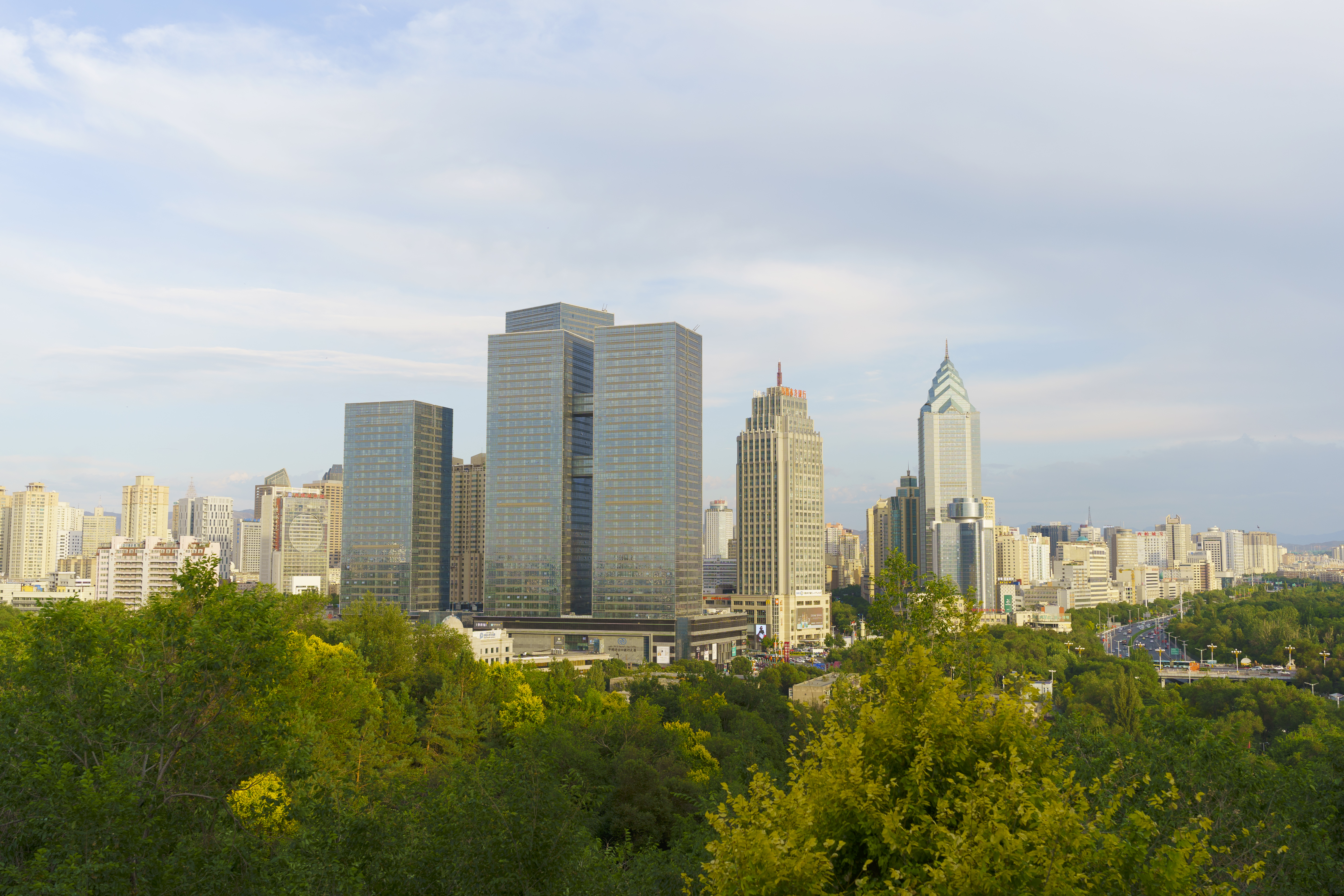 Urban China Xinjiang Urumqi Building Trees Skyscape Sky Clouds Skyscraper 5788x3859