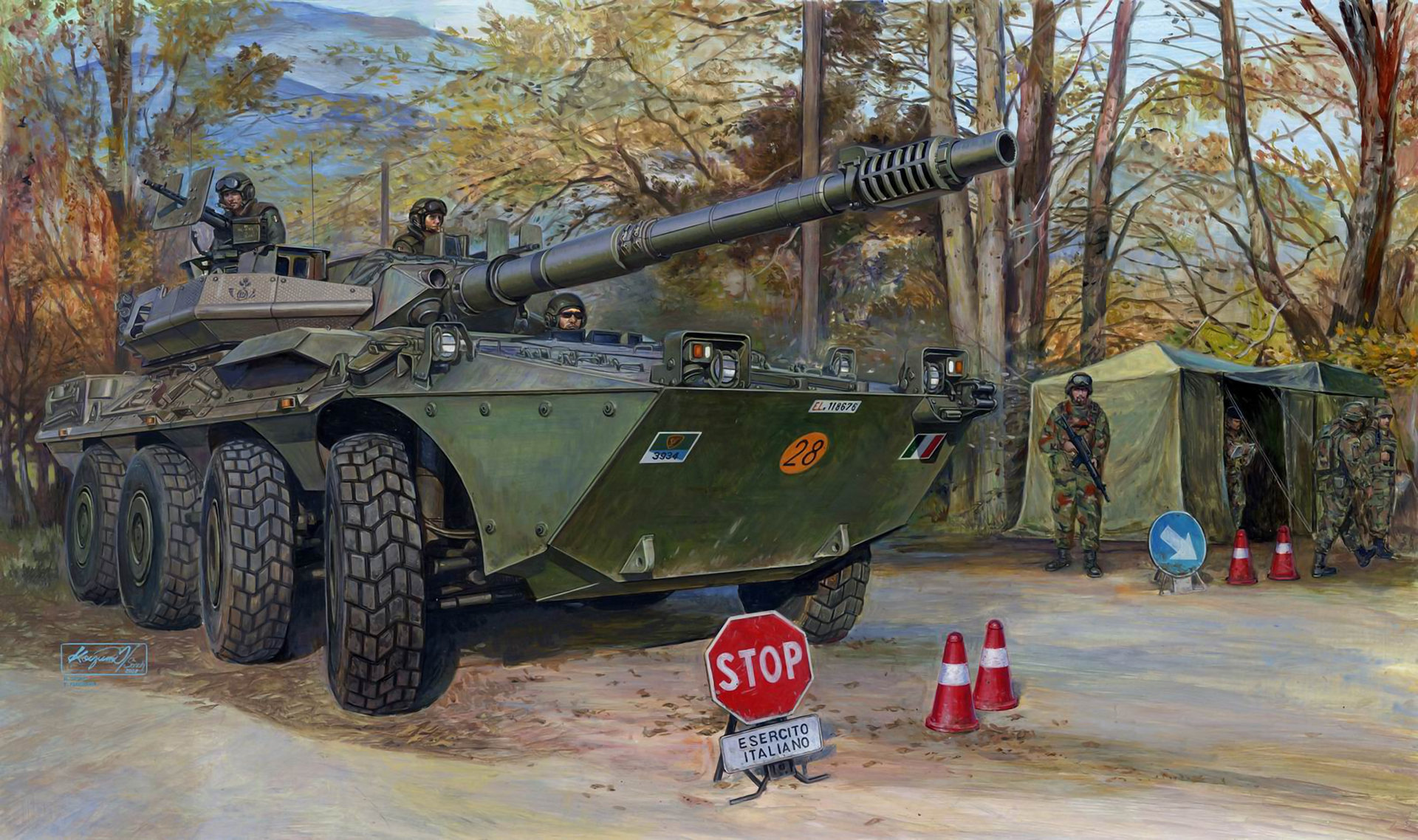 Tank Army Military Military Vehicle Artwork Soldier Helmet Traffic Cone Stop Sign Stop Trees Uniform 1920x1138