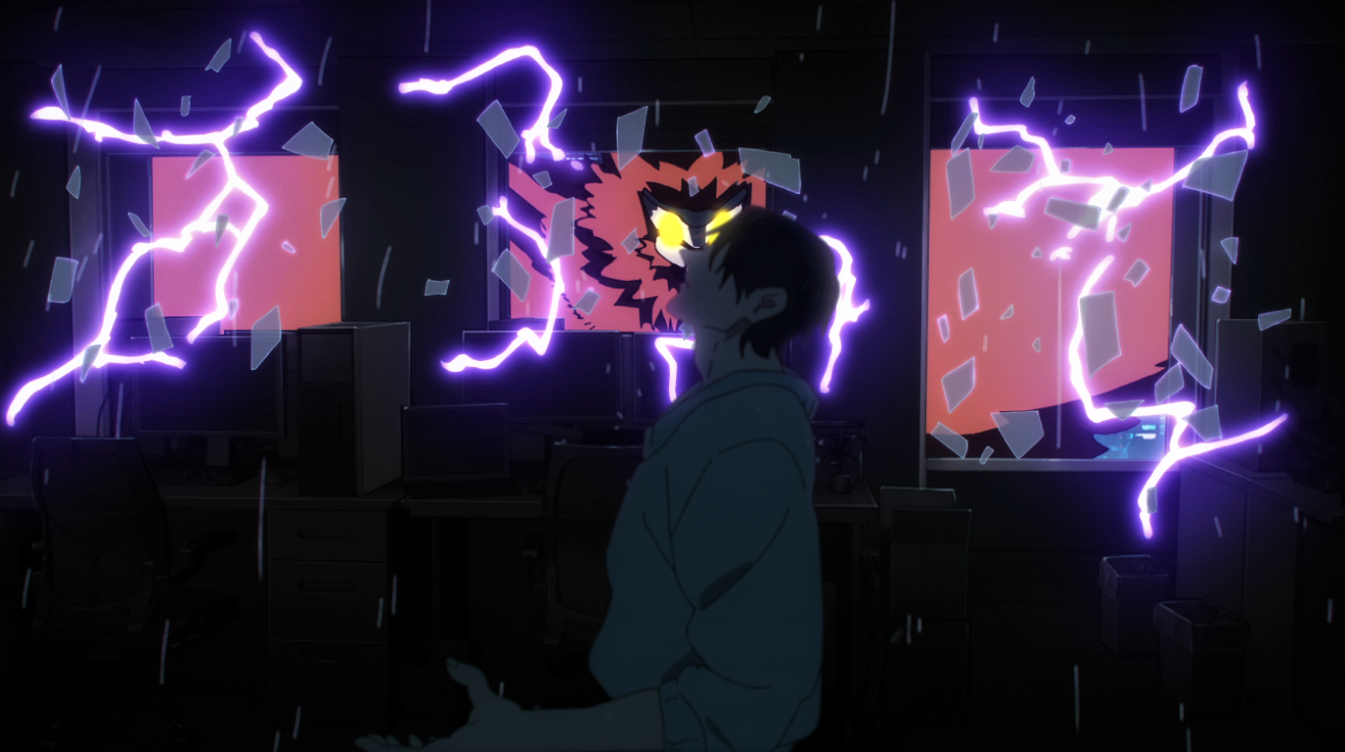 Jujutsu Kaisen Fushiguro Toji Owl Lightning Birds Glowing Eyes Purple Computer Sweater Anime Anime S 1920x1073