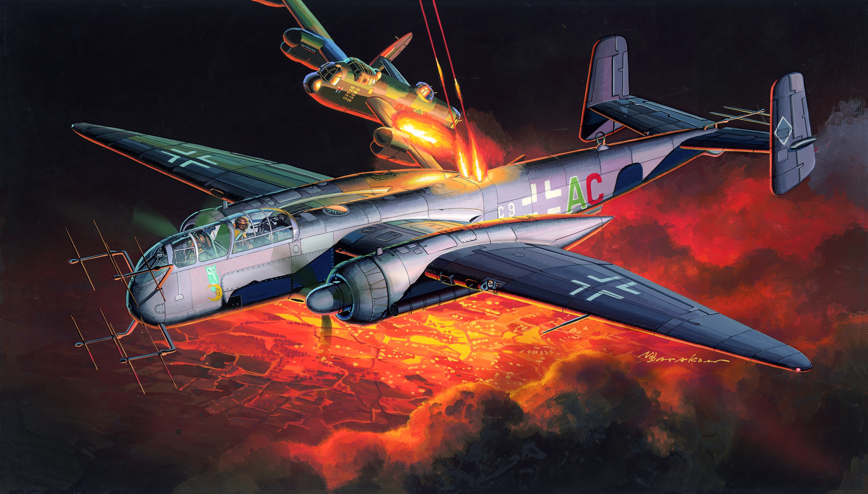 World War Ii Nightfighter Aircraft Airplane Luftwaffe Germany War Military Aircraft Military Avro La 2953x1682