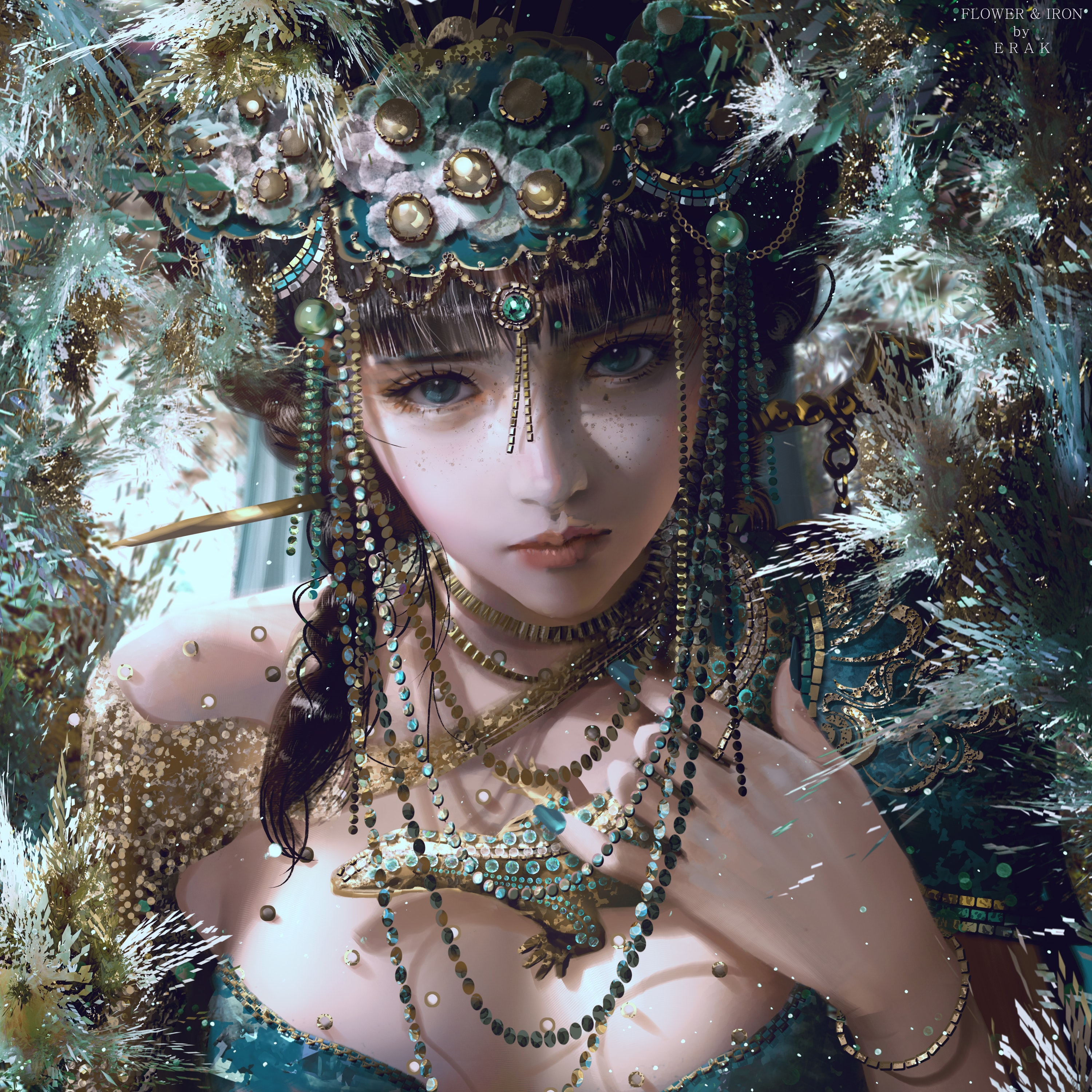 Erak Note Digital Art Artwork Illustration Women Fantasy Art Fantasy Girl Portrait Crown Face Lookin 3000x3000