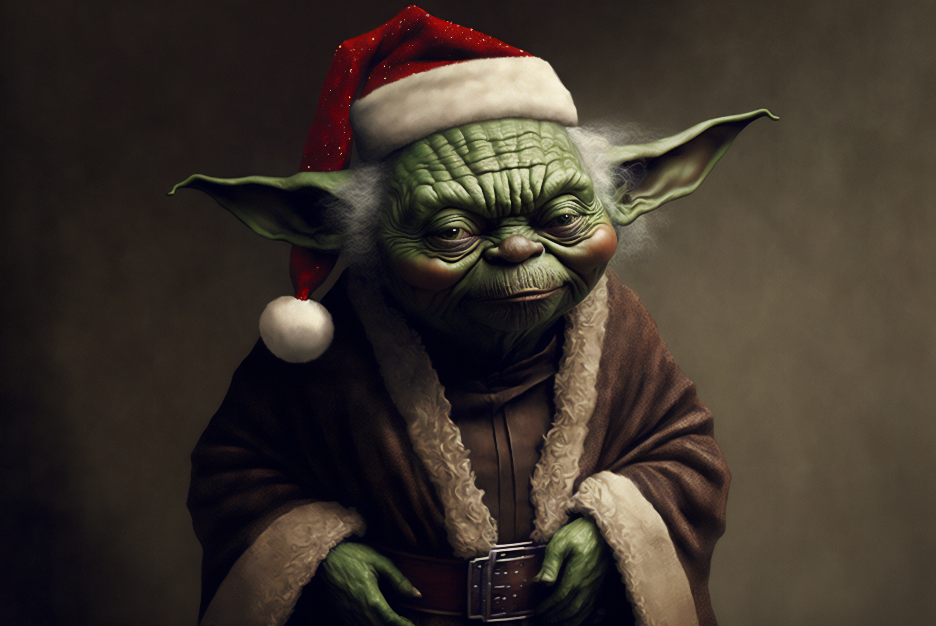 Ai Art Christmas Star Wars Yoda Santa Hats Pointy Ears 3060x2048