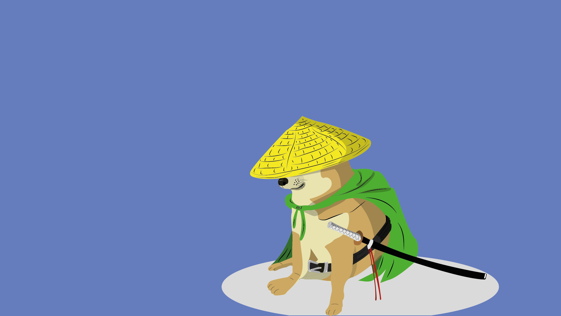 Cheems Samurai Katana Doge Dog Memes Minimalism Simple Background 1920x1080