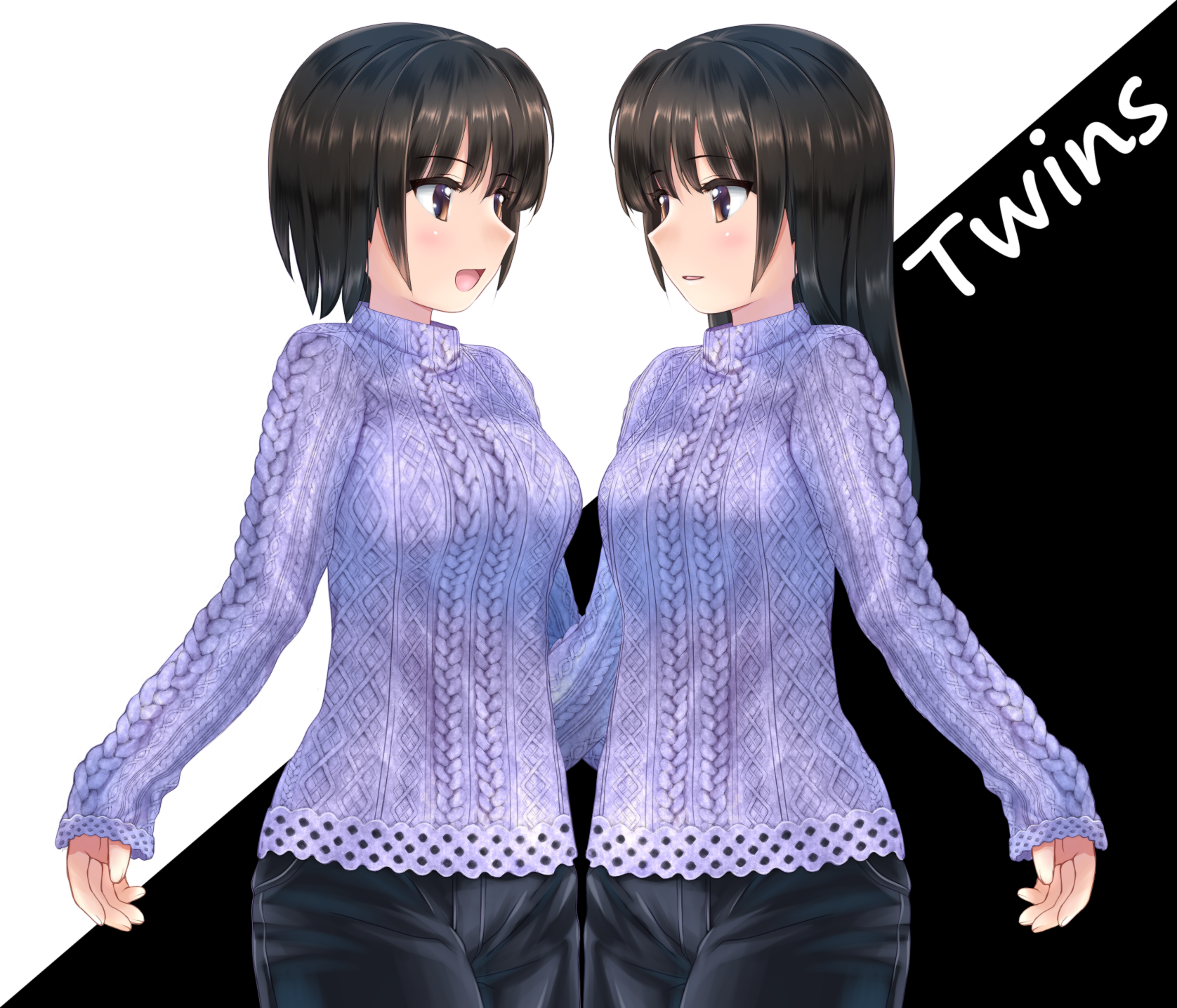 Anime Anime Girls Original Characters Twins Artwork Digital Art Fan Art 1676x1436