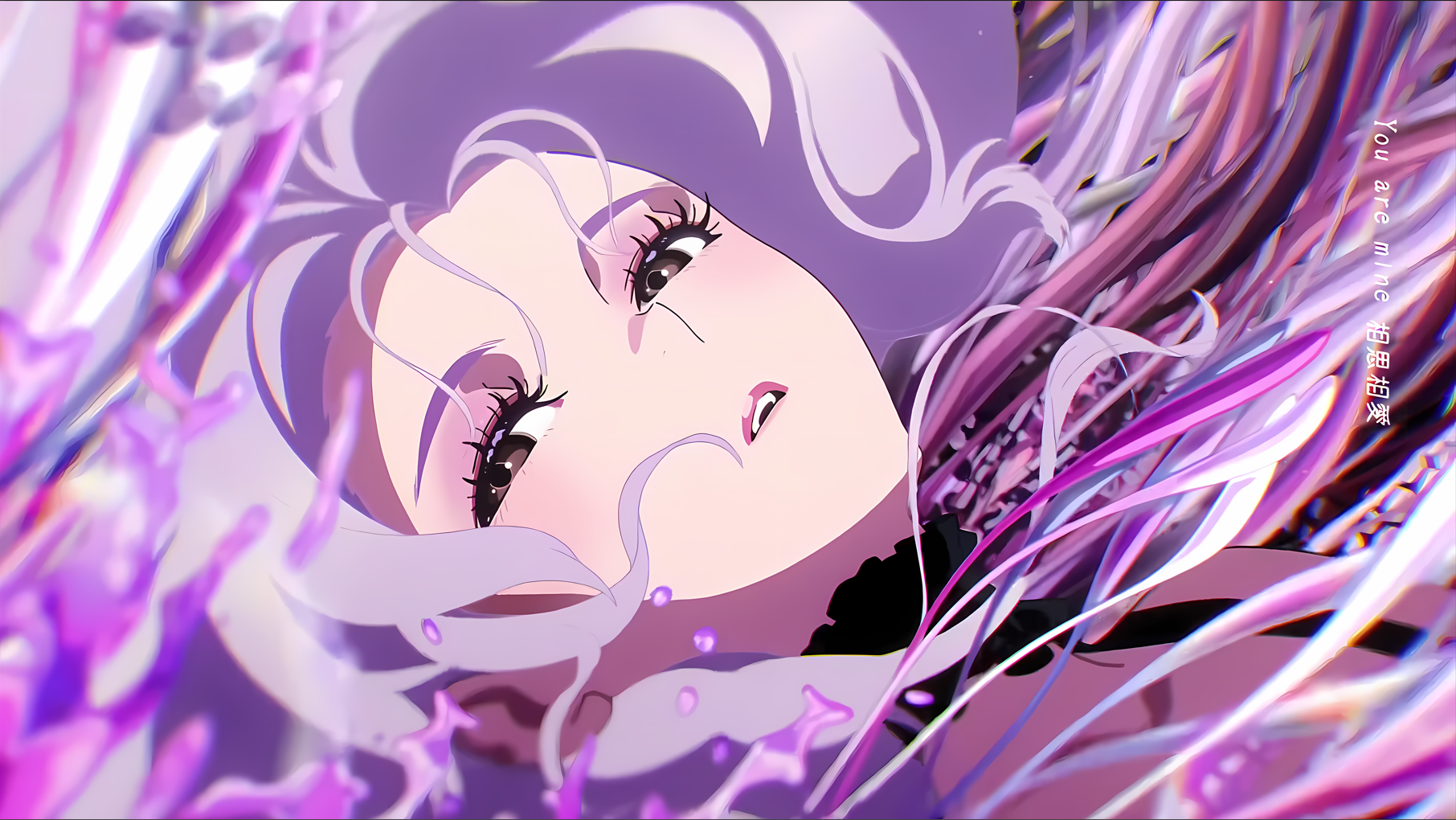 Yoneyama Mai Anime Girls Liquid Long Hair Face Purple Hair 1812x1020